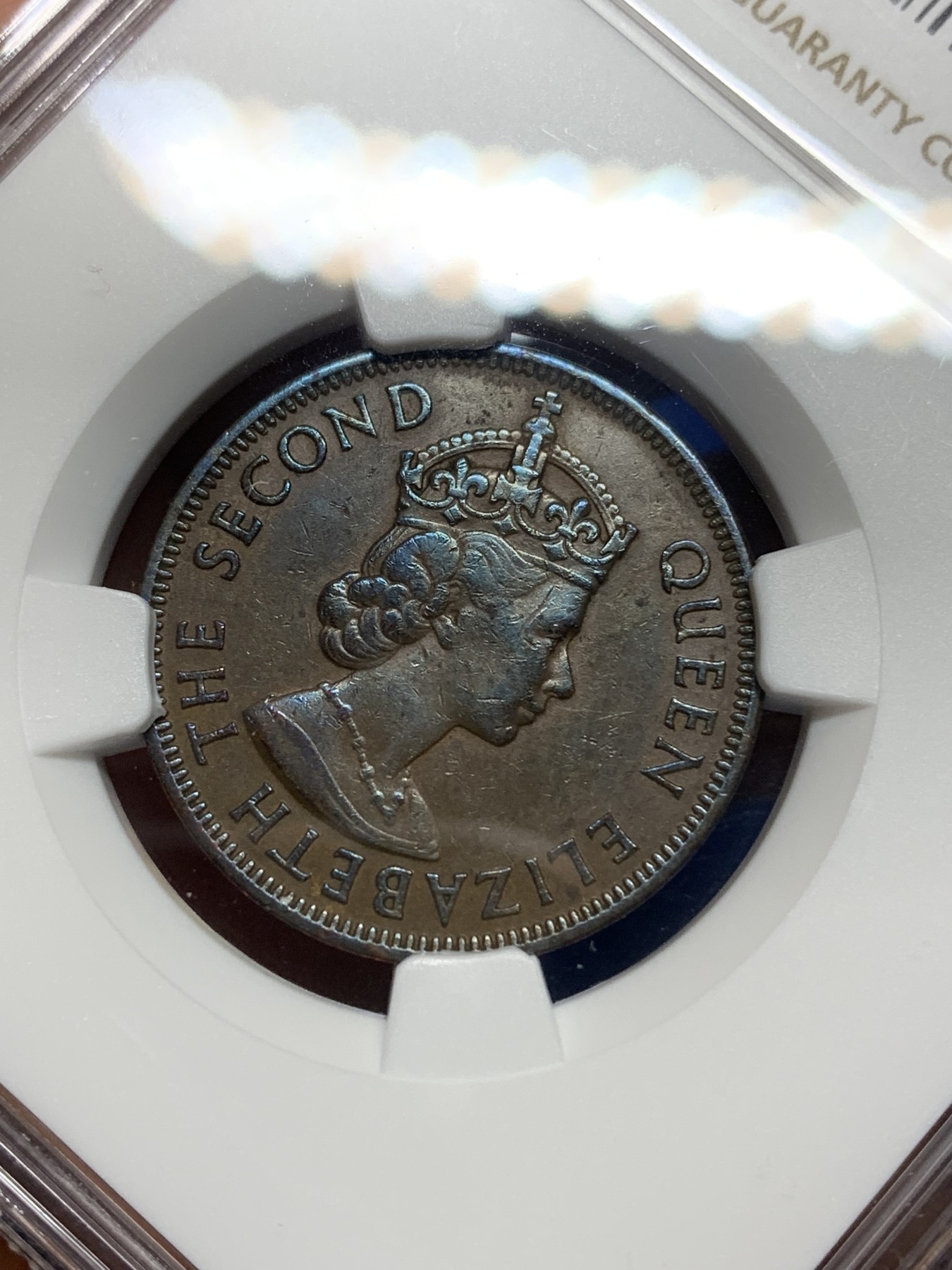 《竞宝斋》第224场-周日，周一，周二 3场 (全场包邮) NGC XF45 1955年英属塞浦路斯5M铜币