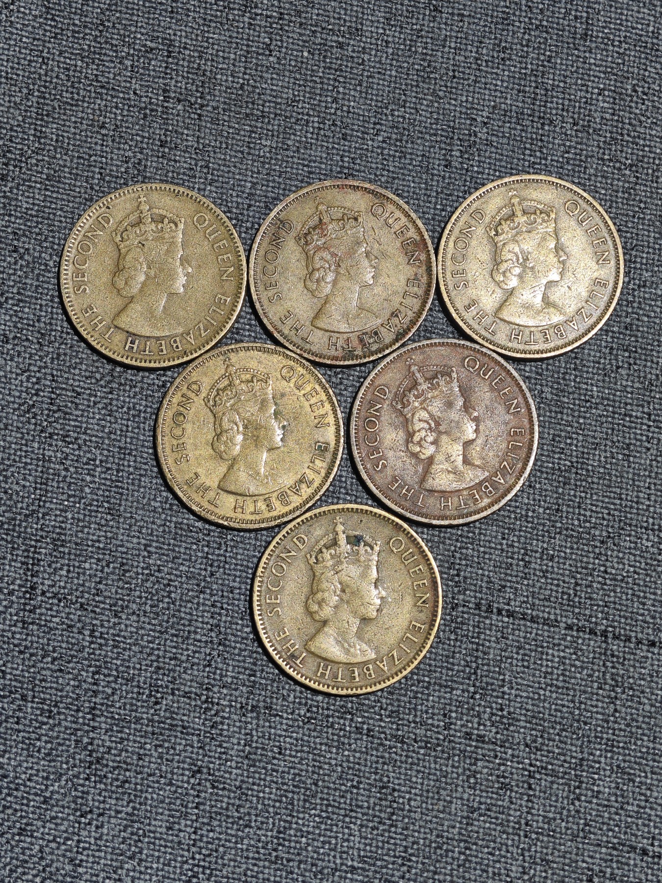 外国硬币收藏第5期 港英时期女王香港一毫6枚