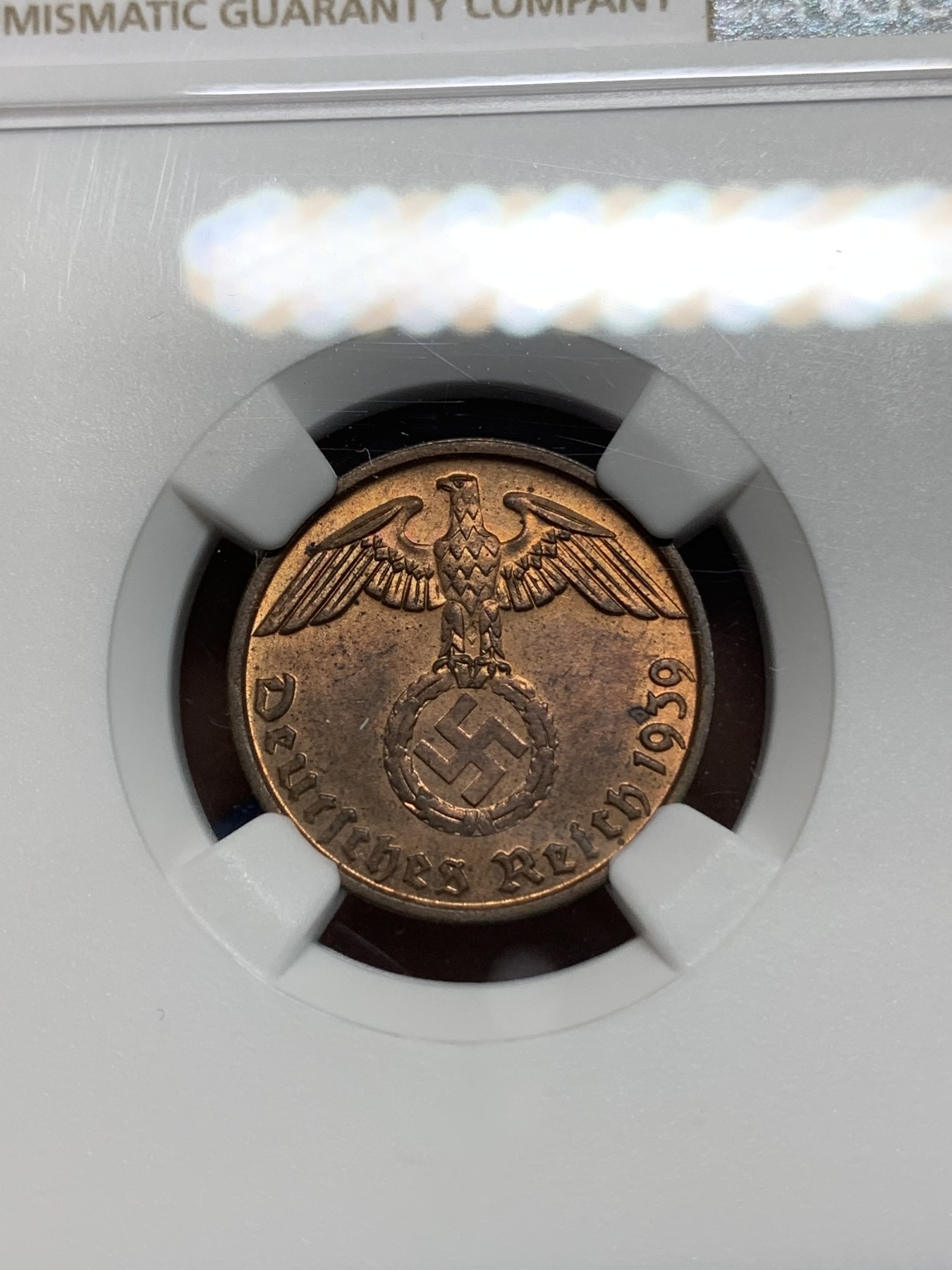 《竞宝斋》第224场-周日，周一，周二 3场 (全场包邮) NGC MS63RB 1939B德国2芬尼 高分难求