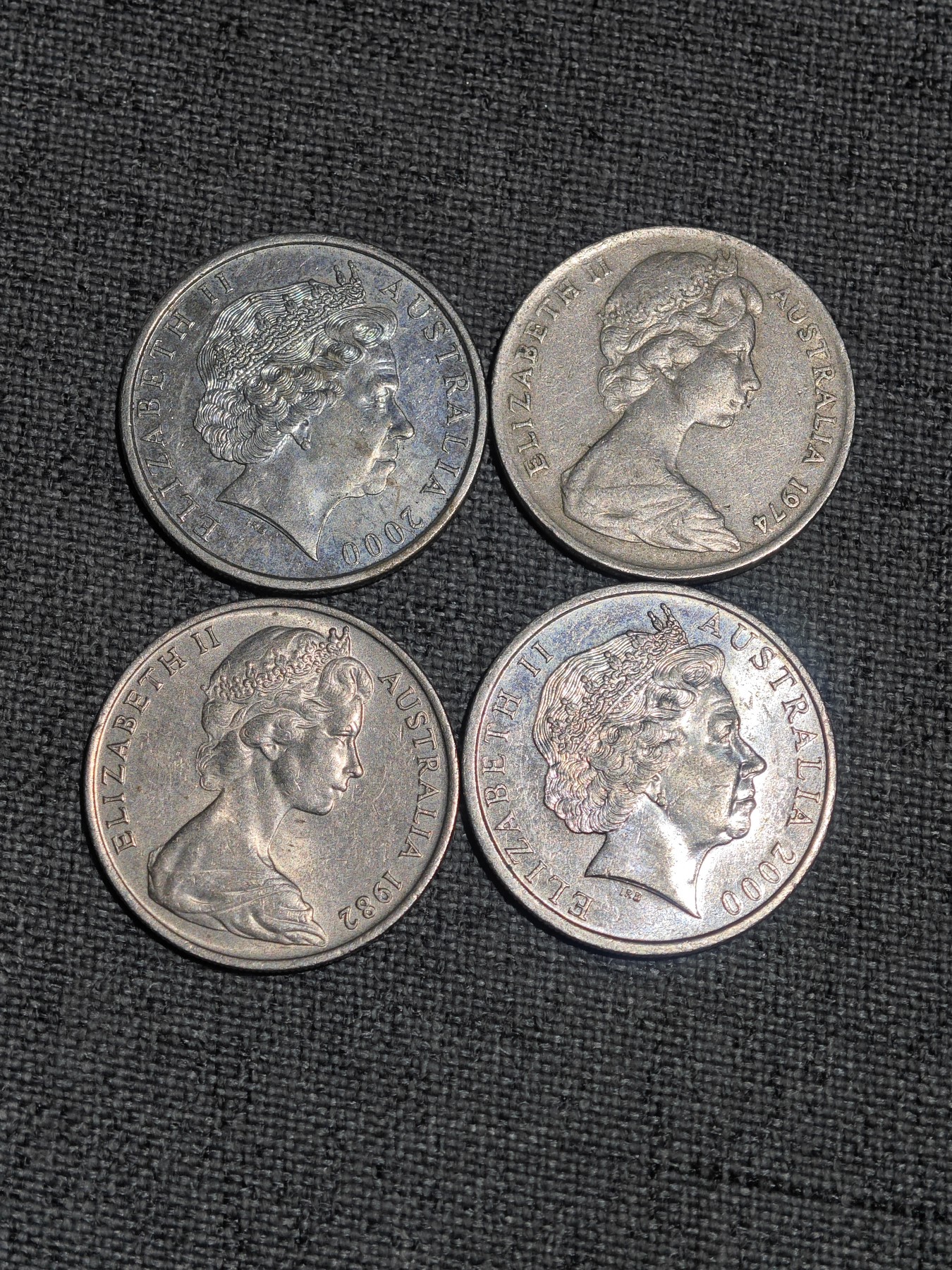 外国硬币收藏第5期 澳大利亚女王年轻、年老版10分4枚