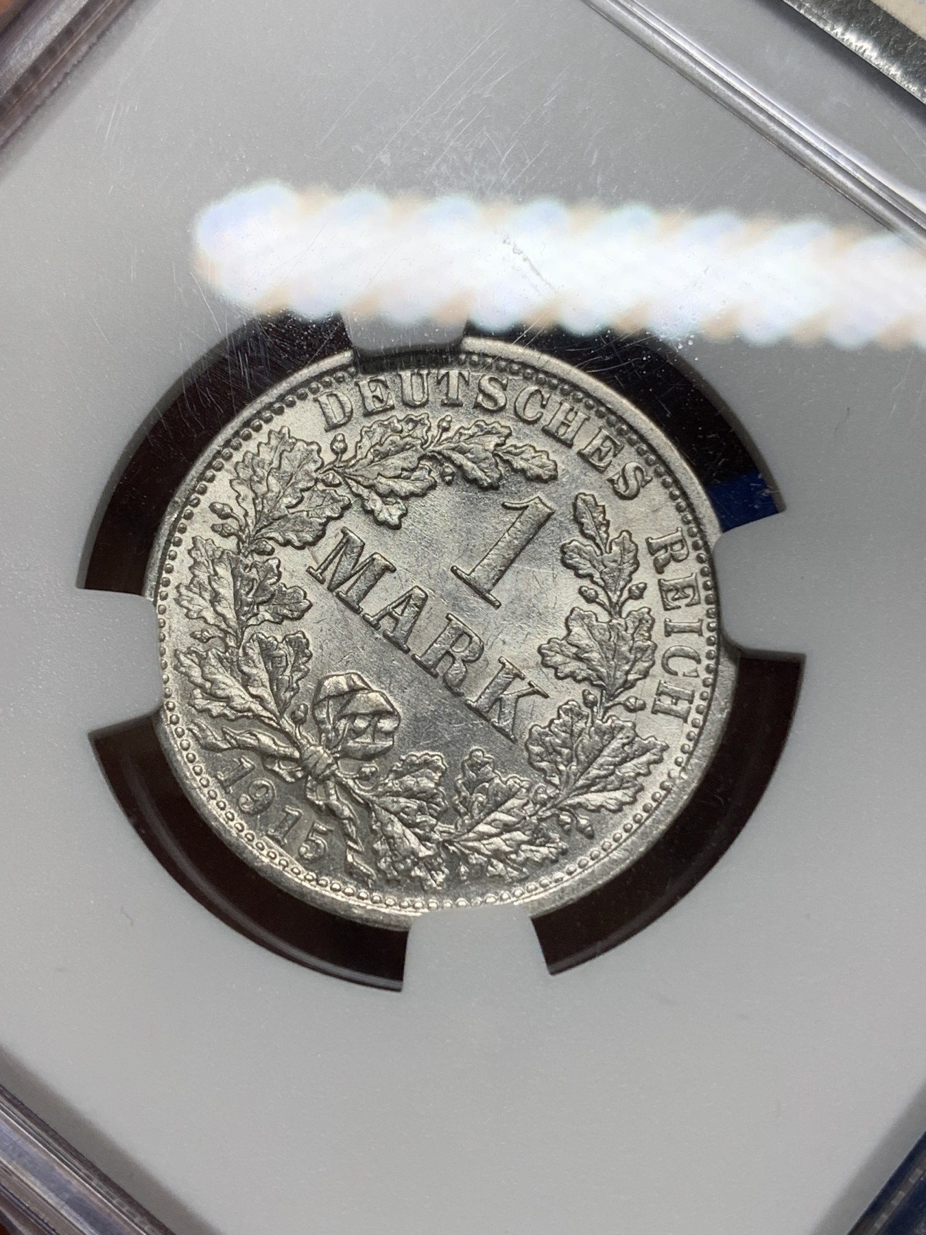 《竞宝斋》第224场-周日，周一，周二 3场 (全场包邮) NGC-MS61 德国（1915年）F厂1马克银币