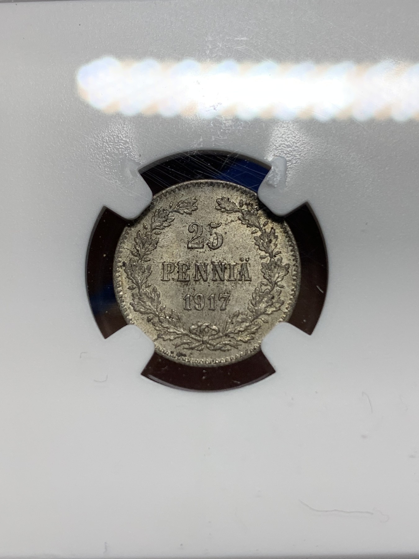 《竞宝斋》第224场-周日，周一，周二 3场 (全场包邮) NGC MS64 俄占芬兰1917年25芬尼银币