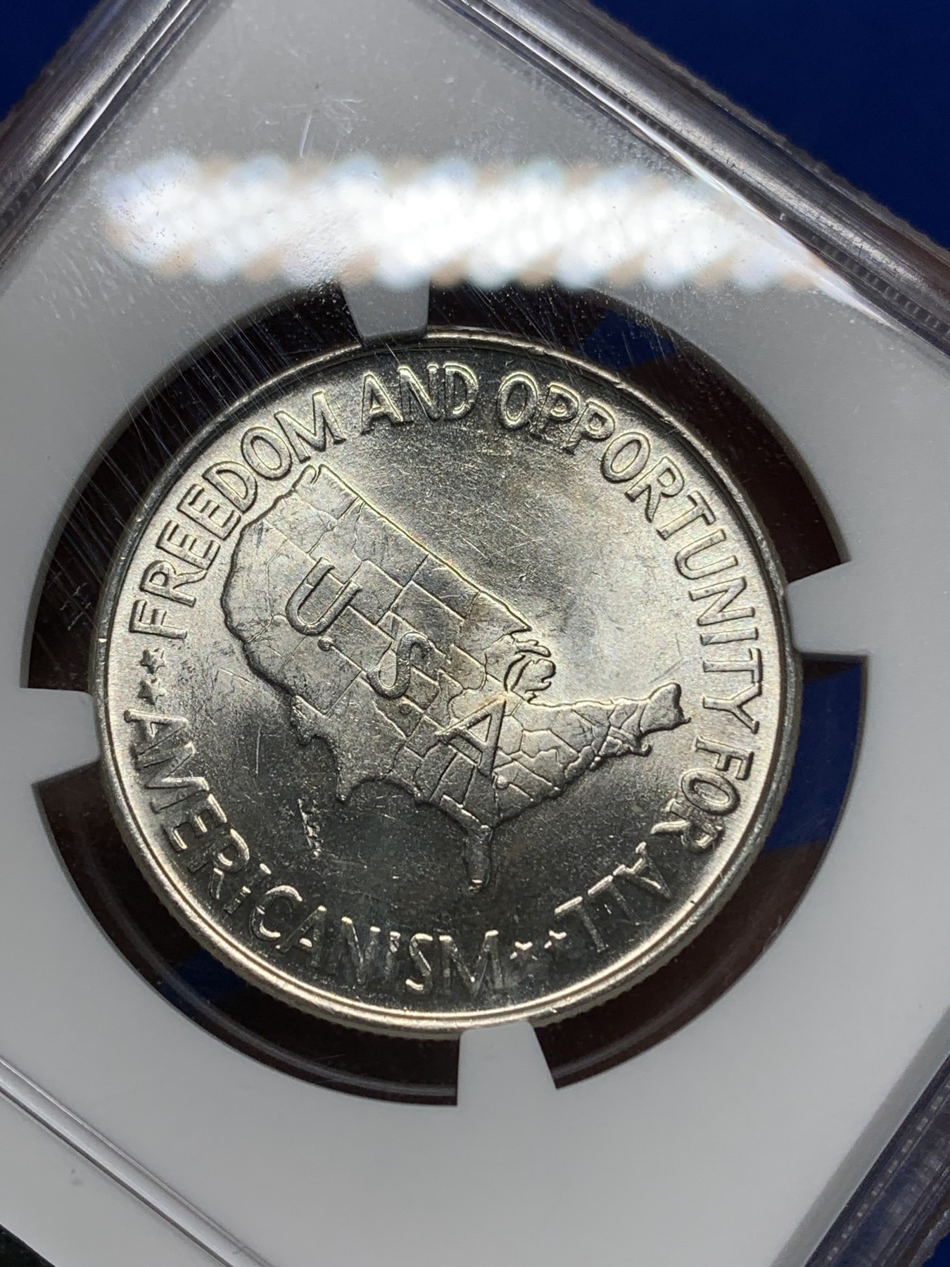 《竞宝斋》第224场-周日，周一，周二 3场 (全场包邮) NGC MS63 1952年美国卡佛华盛顿半美元银币