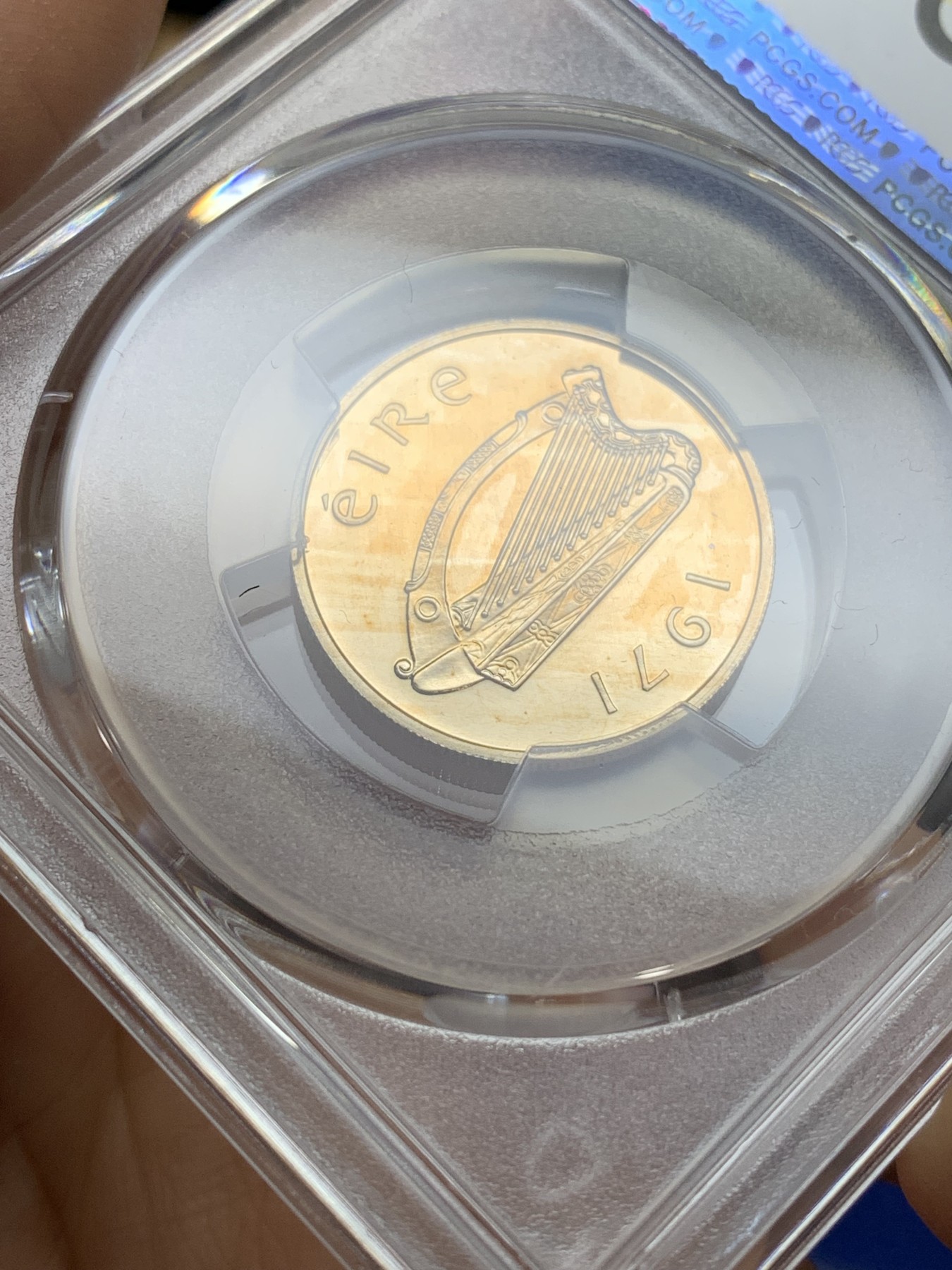 《竞宝斋》第224场-周日，周一，周二 3场 (全场包邮) PCGS金盾 PR66 爱尔兰1971年爱尔兰牛5便士精制镍币