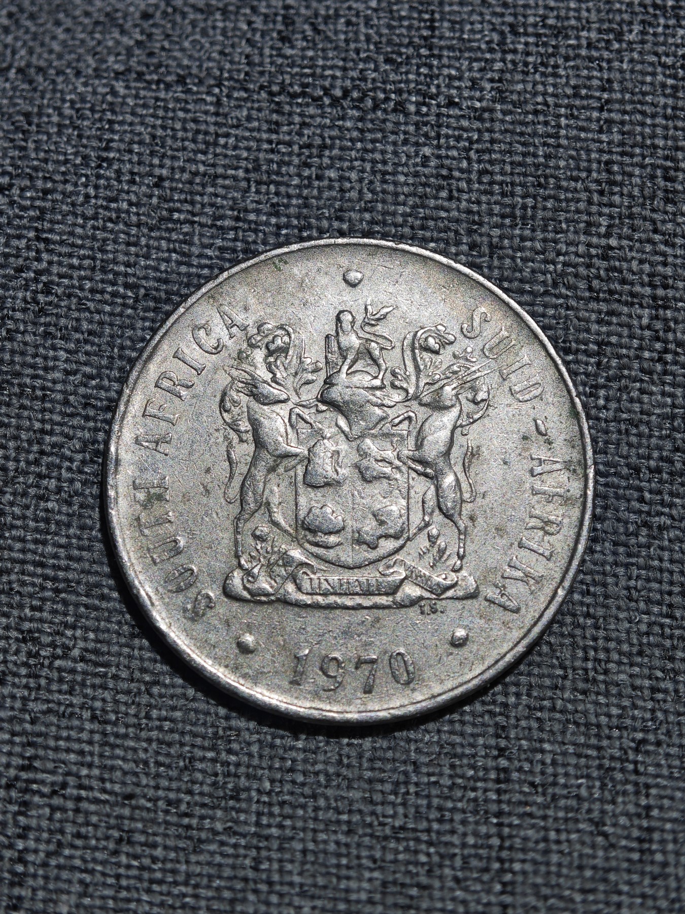 外国硬币收藏第5期 南非1970年国徽50分大型镍币