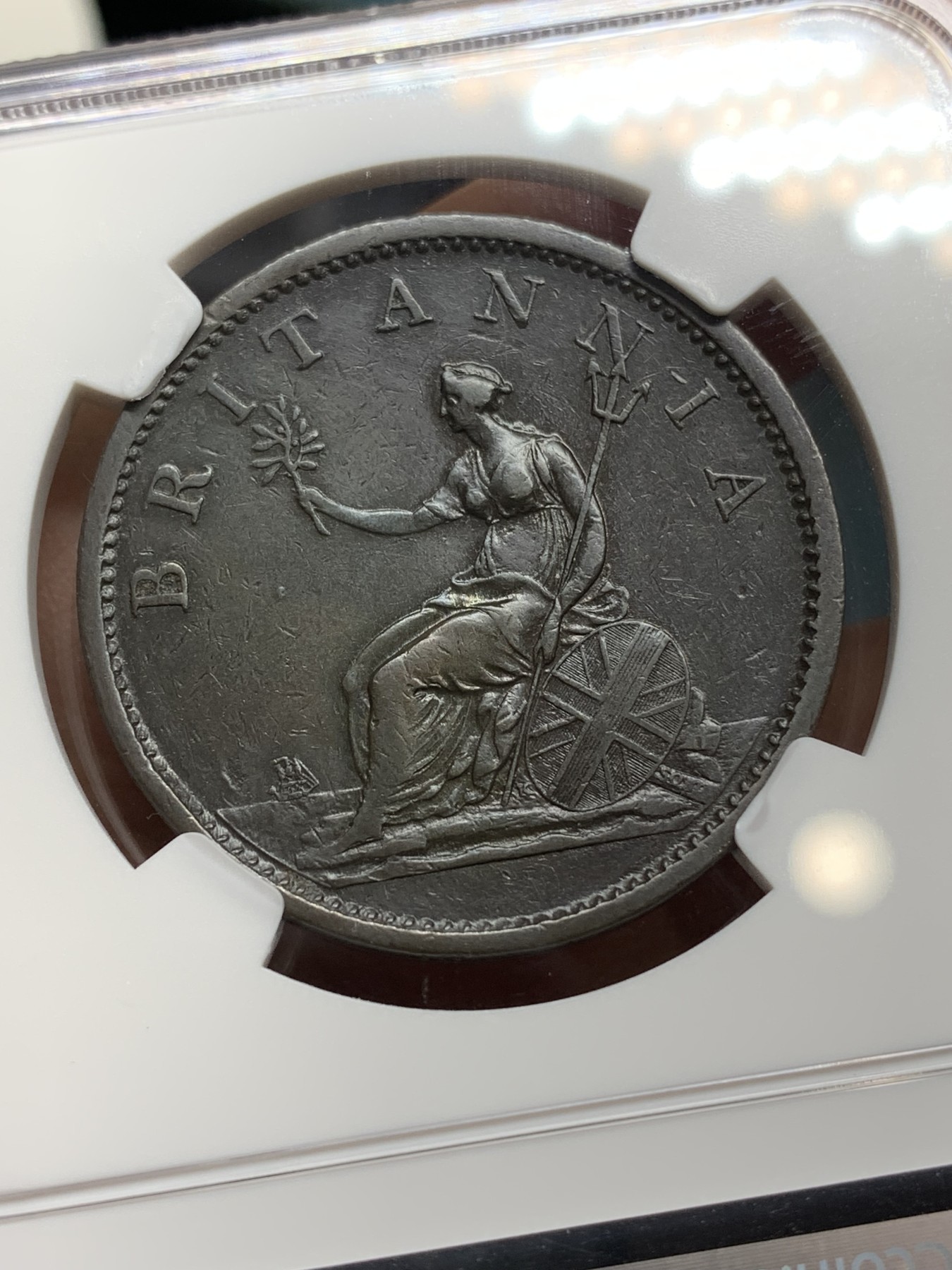 《竞宝斋》第224场-周日，周一，周二 3场 (全场包邮) NGC XFD 1806年英国乔三1便士铜币