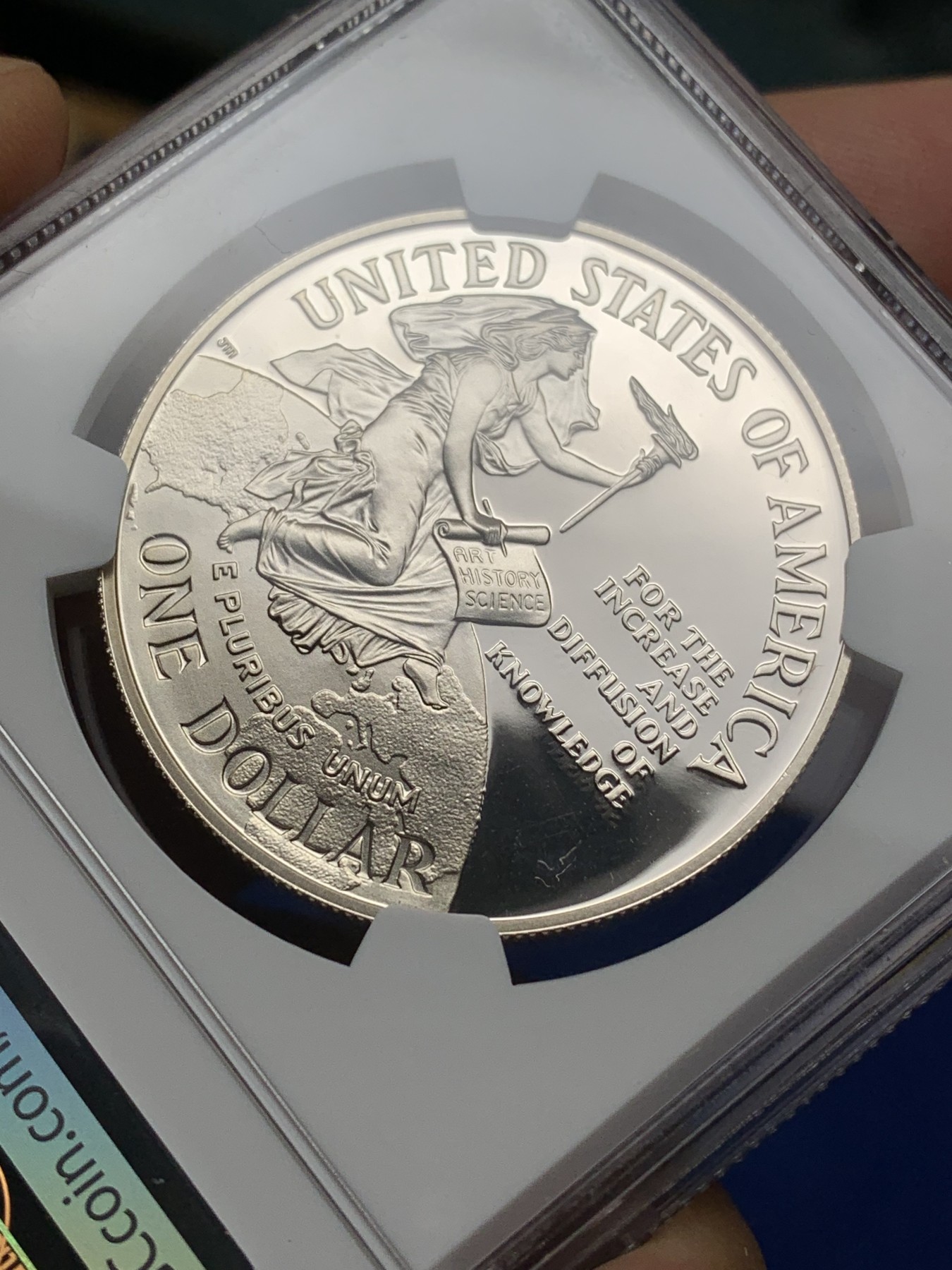 《竞宝斋》第224场-周日，周一，周二 3场 (全场包邮) NGC PF69UC 美国1996年史密森尼学会1美元大银币