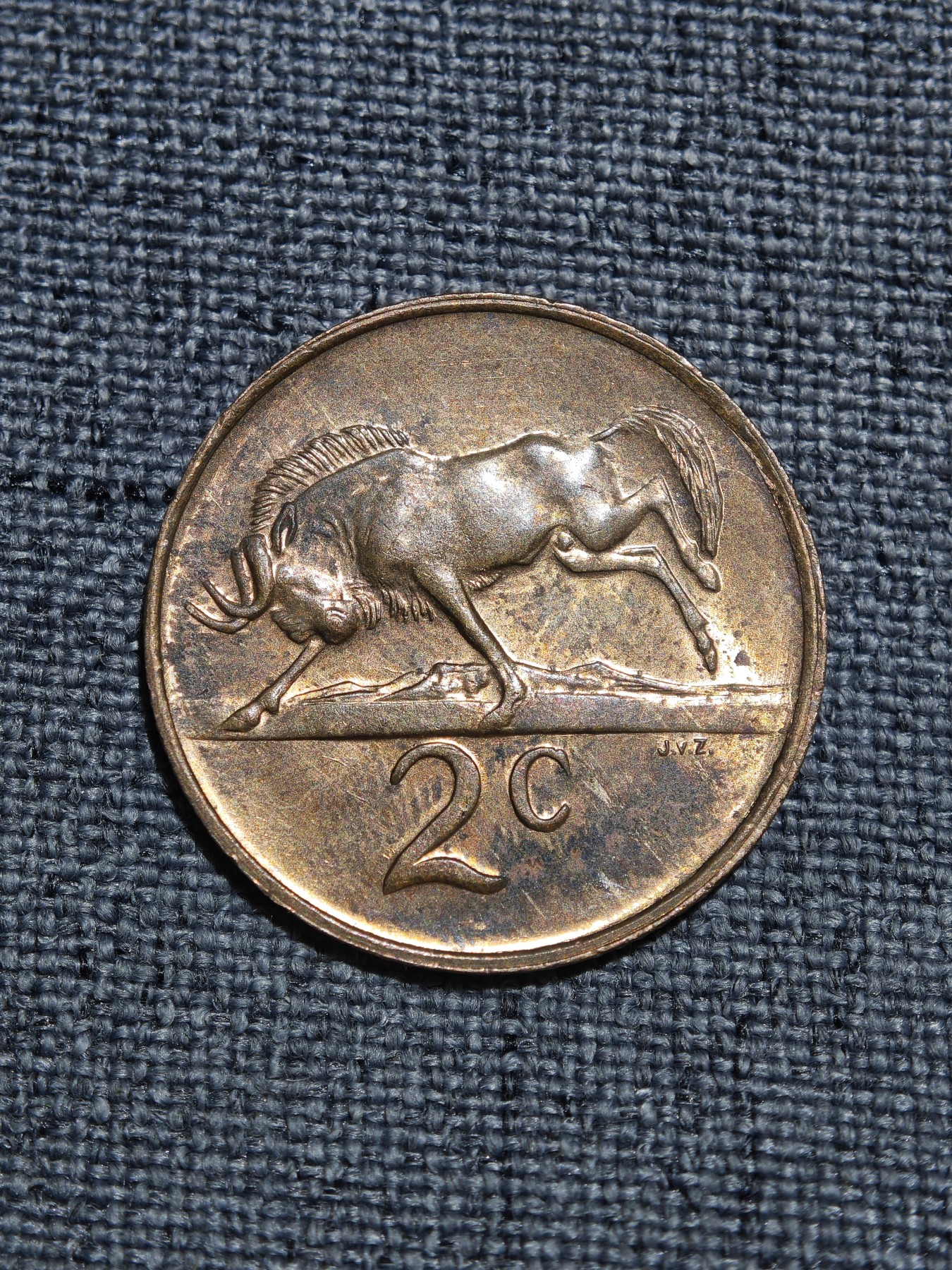 外国硬币收藏第5期 原光南非1981年国徽角马2分