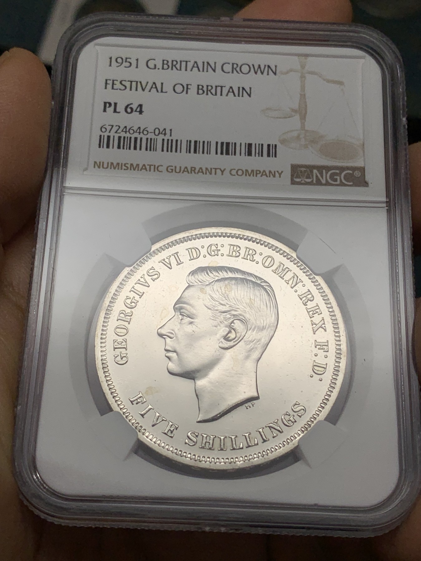 《竞宝斋》第224场-周日，周一，周二 3场 (全场包邮) NGC-PL64 英国 1951年乔治六世克朗 最后的镍马剑