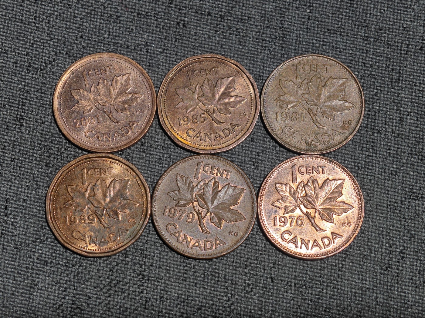 外国硬币收藏第5期 加拿大新旧各版1分6枚