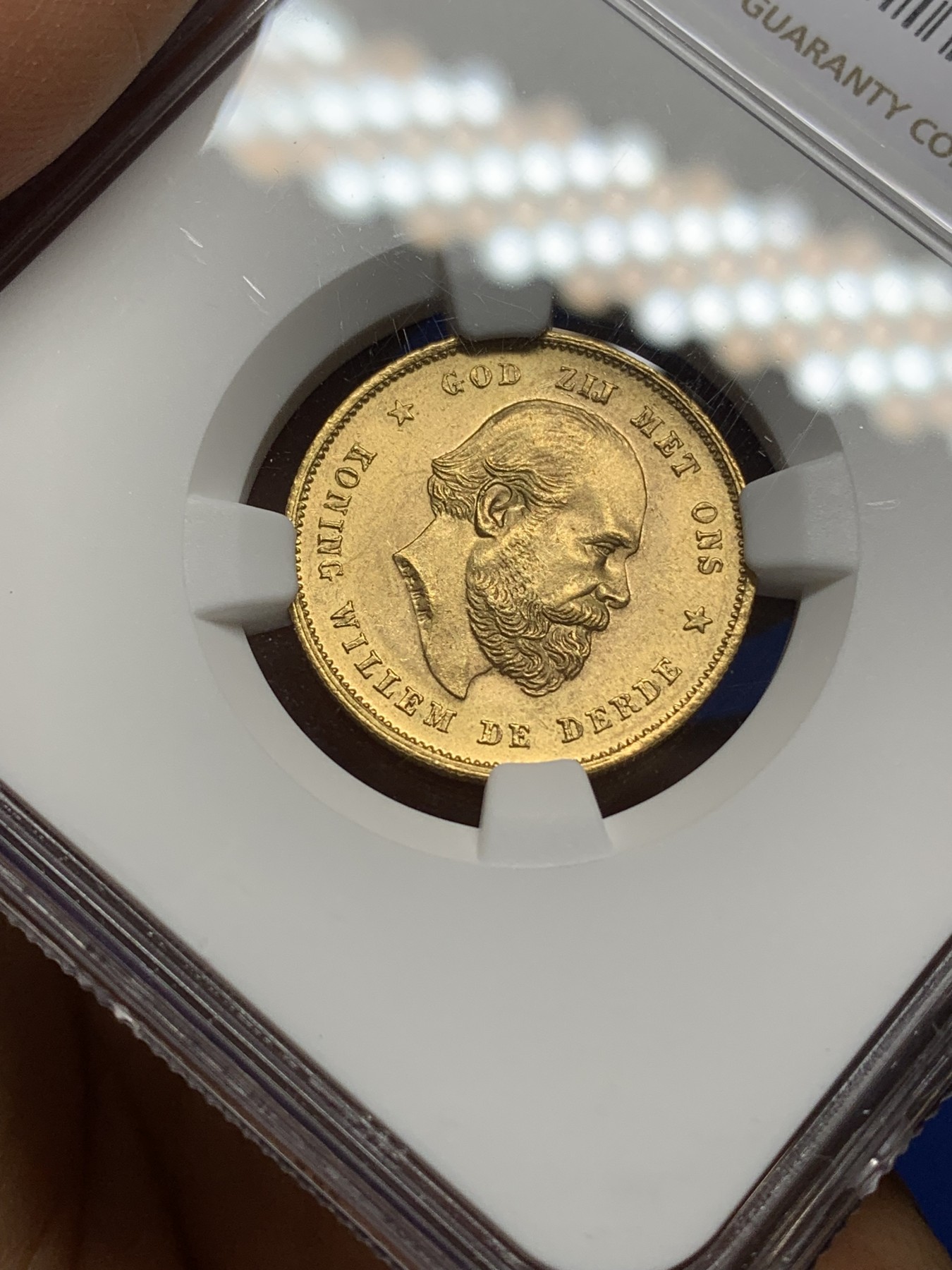 《竞宝斋》第224场-周日，周一，周二 3场 (全场包邮) NGC-MS64 1879荷兰威廉三世10盾金币 早期年份 顶级品相 难得 6.729克 900金