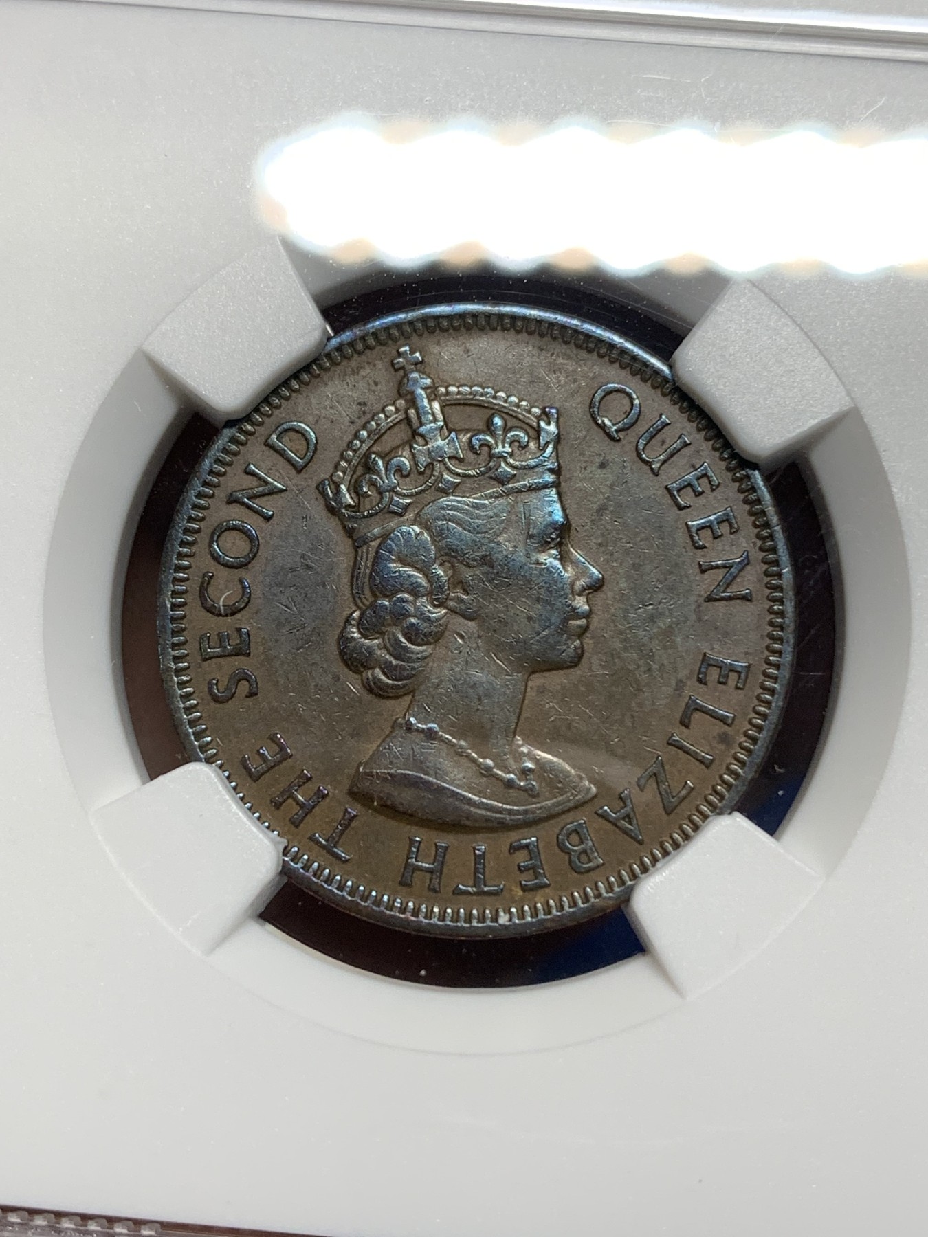 《竞宝斋》第224场-周日，周一，周二 3场 (全场包邮) NGC XF45 1955年英属塞浦路斯5M铜币