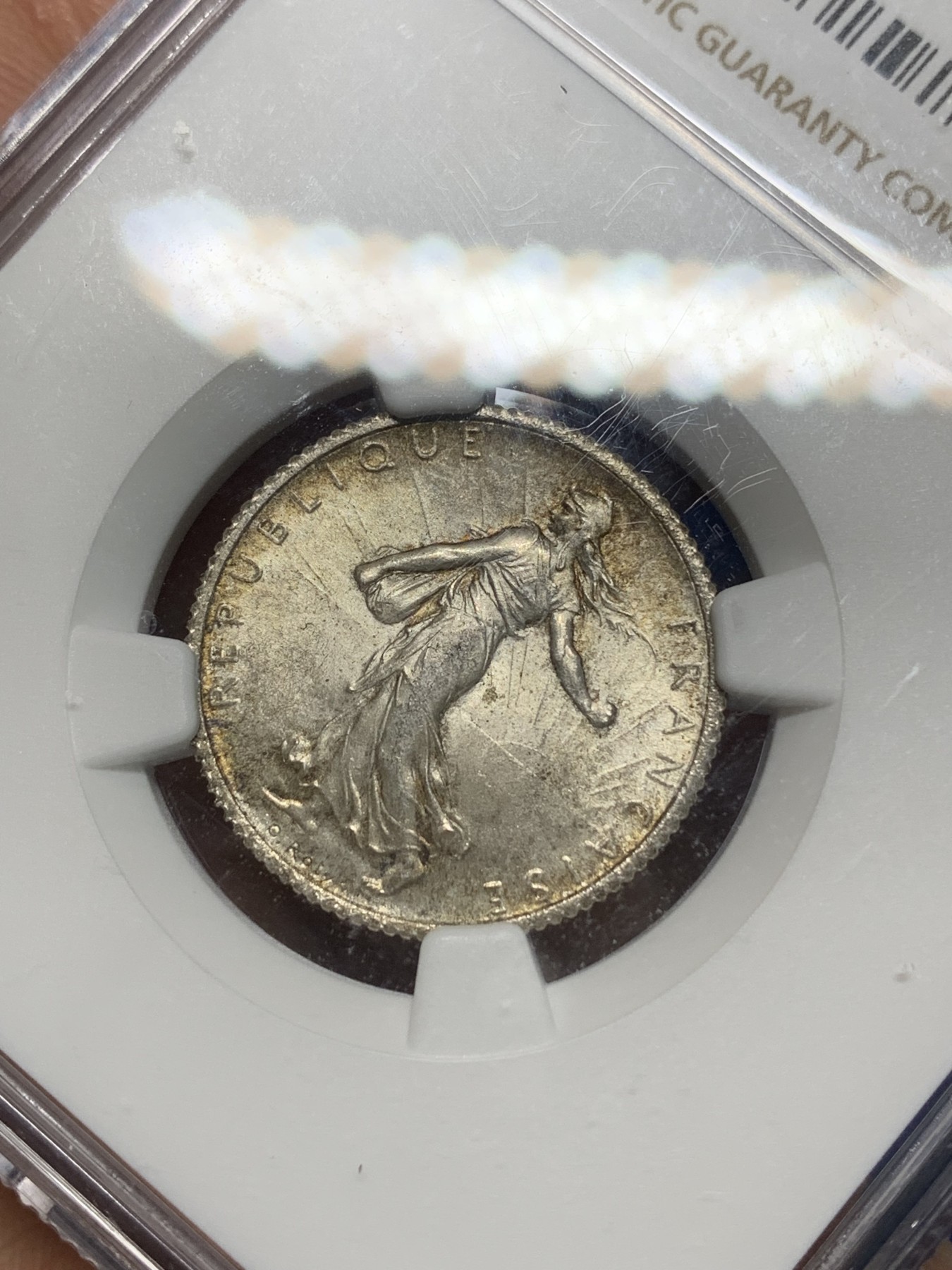 《竞宝斋》第224场-周日，周一，周二 3场 (全场包邮) NGC MS65 法国1916年播种女神1法郎银币 高分不易 值得收藏