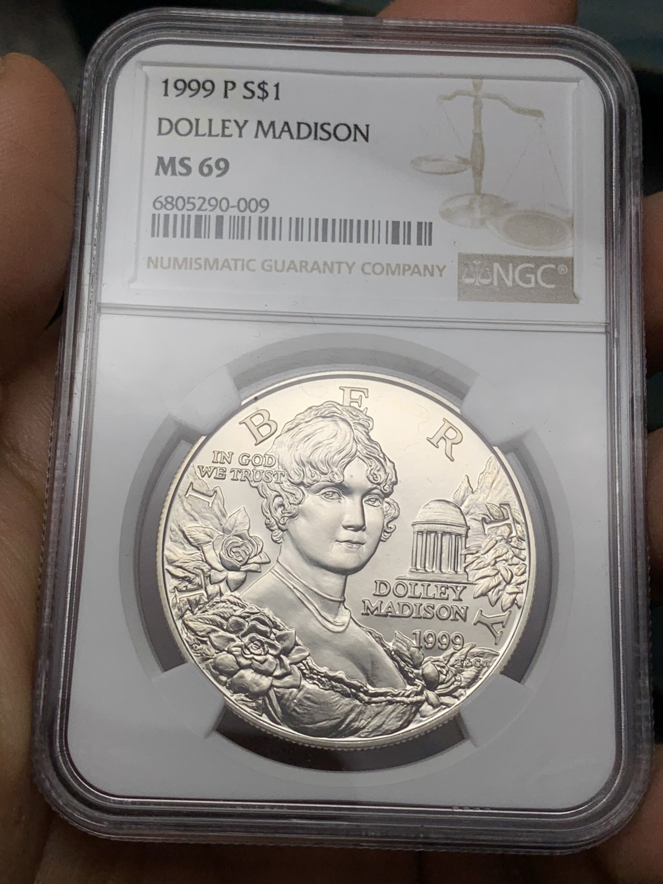 《竞宝斋》第224场-周日，周一，周二 3场 (全场包邮) NGC MS69 美国1999年总统夫人1美元大银币