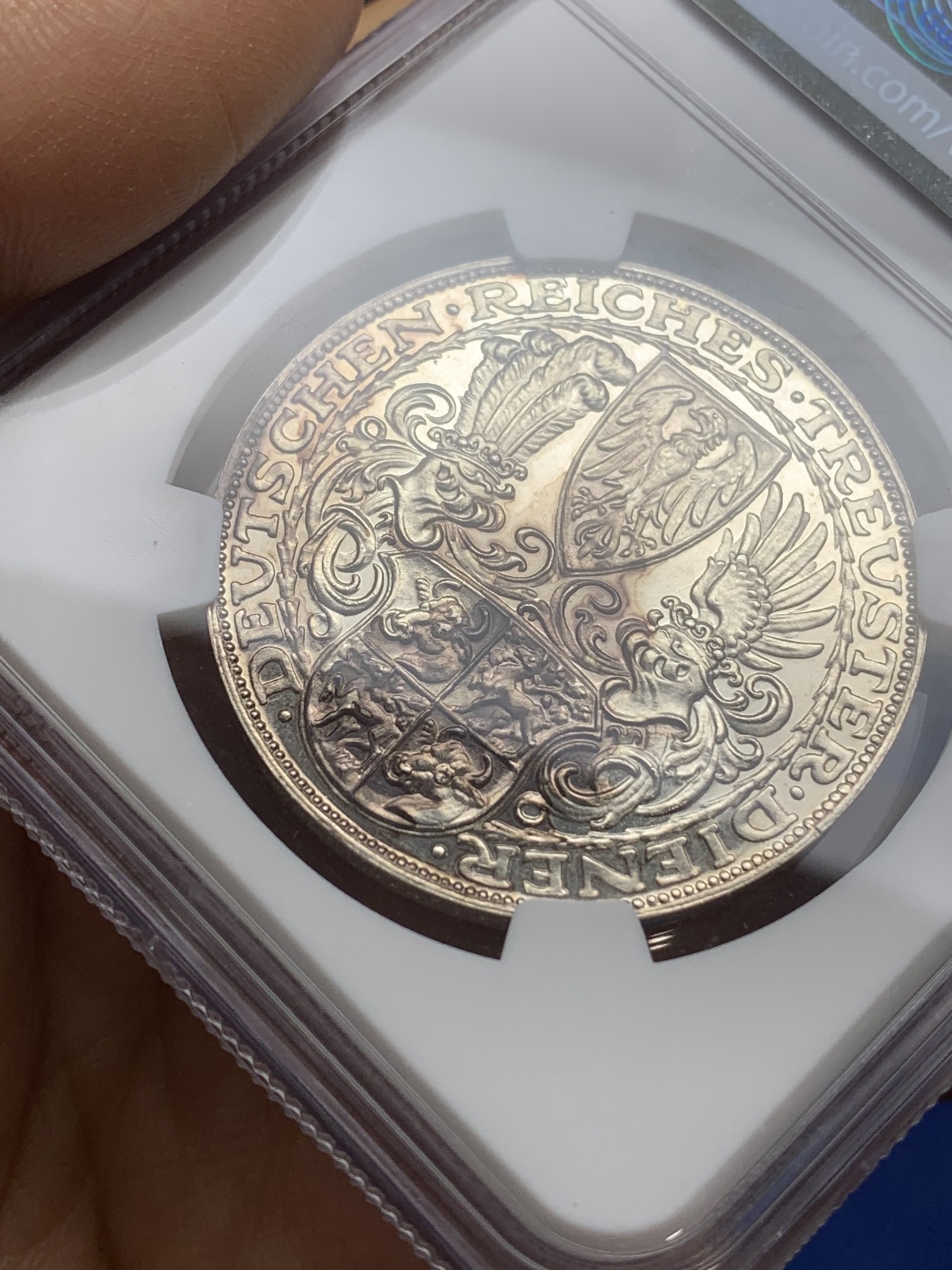 《竞宝斋》第224场-周日，周一，周二 3场 (全场包邮) NGC-MS61 德国 1927年 兴登堡5马克币章 打制精美 底板丝滑