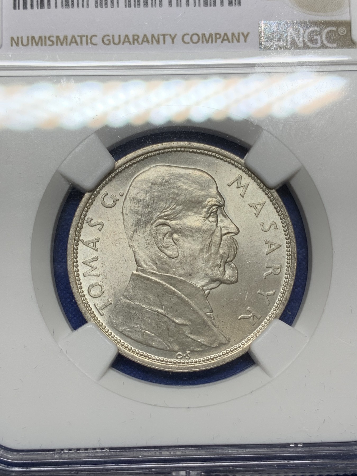 《竞宝斋》第224场-周日，周一，周二 3场 (全场包邮) NGC-MS66 1928年捷克斯洛伐克独立10周年10K纪念银币，两面车轮转光