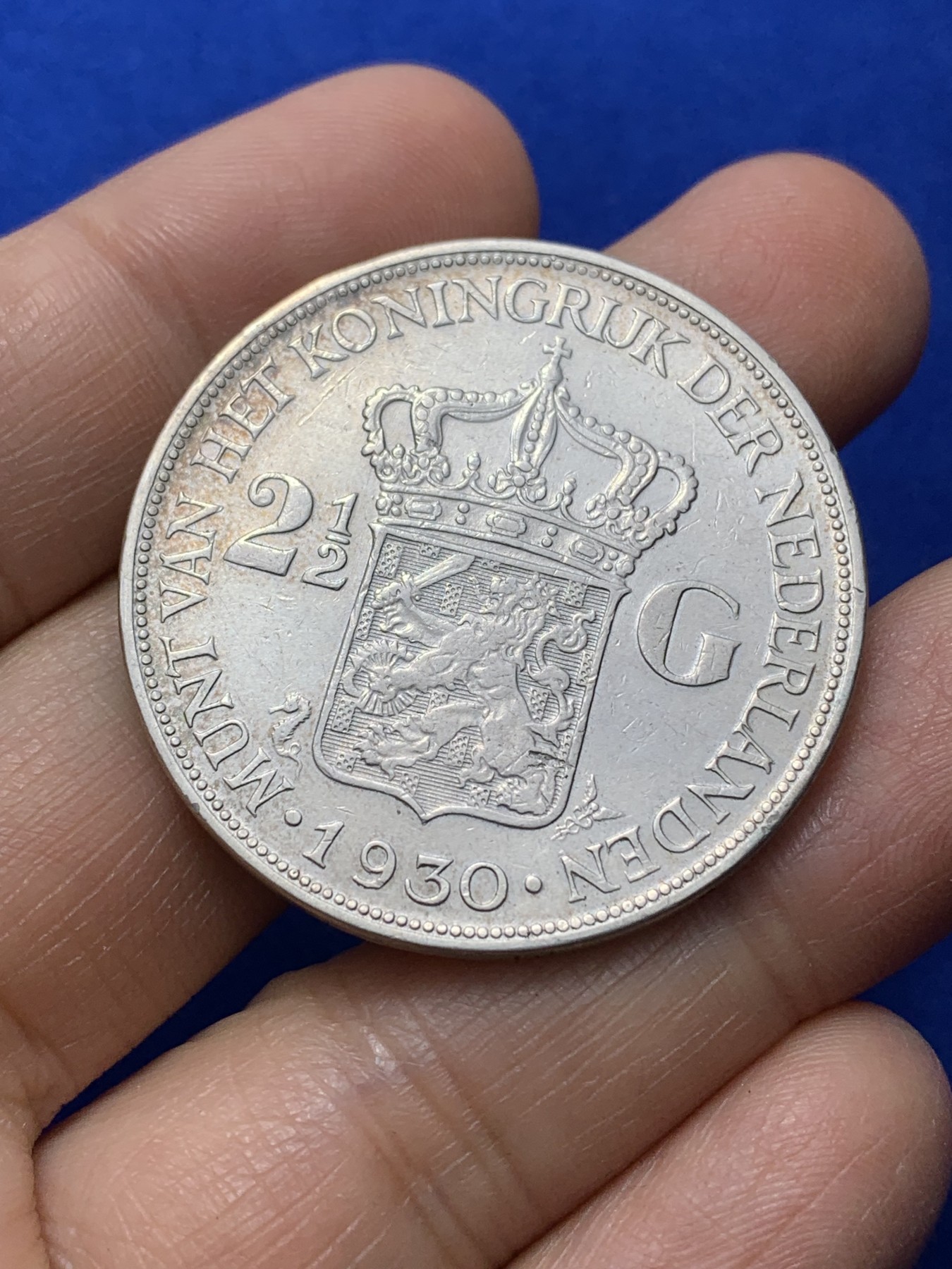 《竞宝斋》第224场-周日，周一，周二 3场 (全场包邮) 荷兰1930年威廉明娜2.5盾大银币