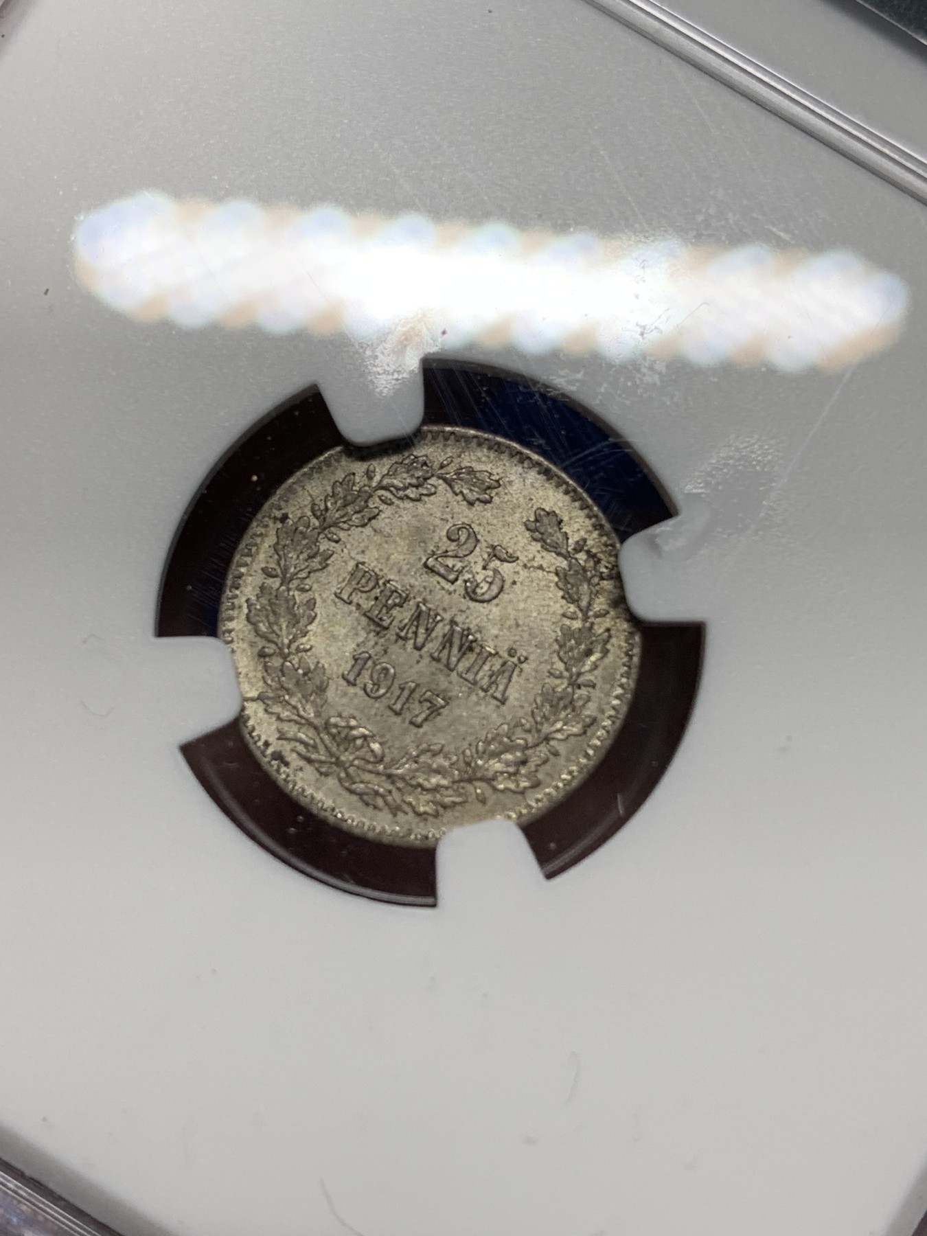 《竞宝斋》第224场-周日，周一，周二 3场 (全场包邮) NGC MS64 俄占芬兰1917年25芬尼银币