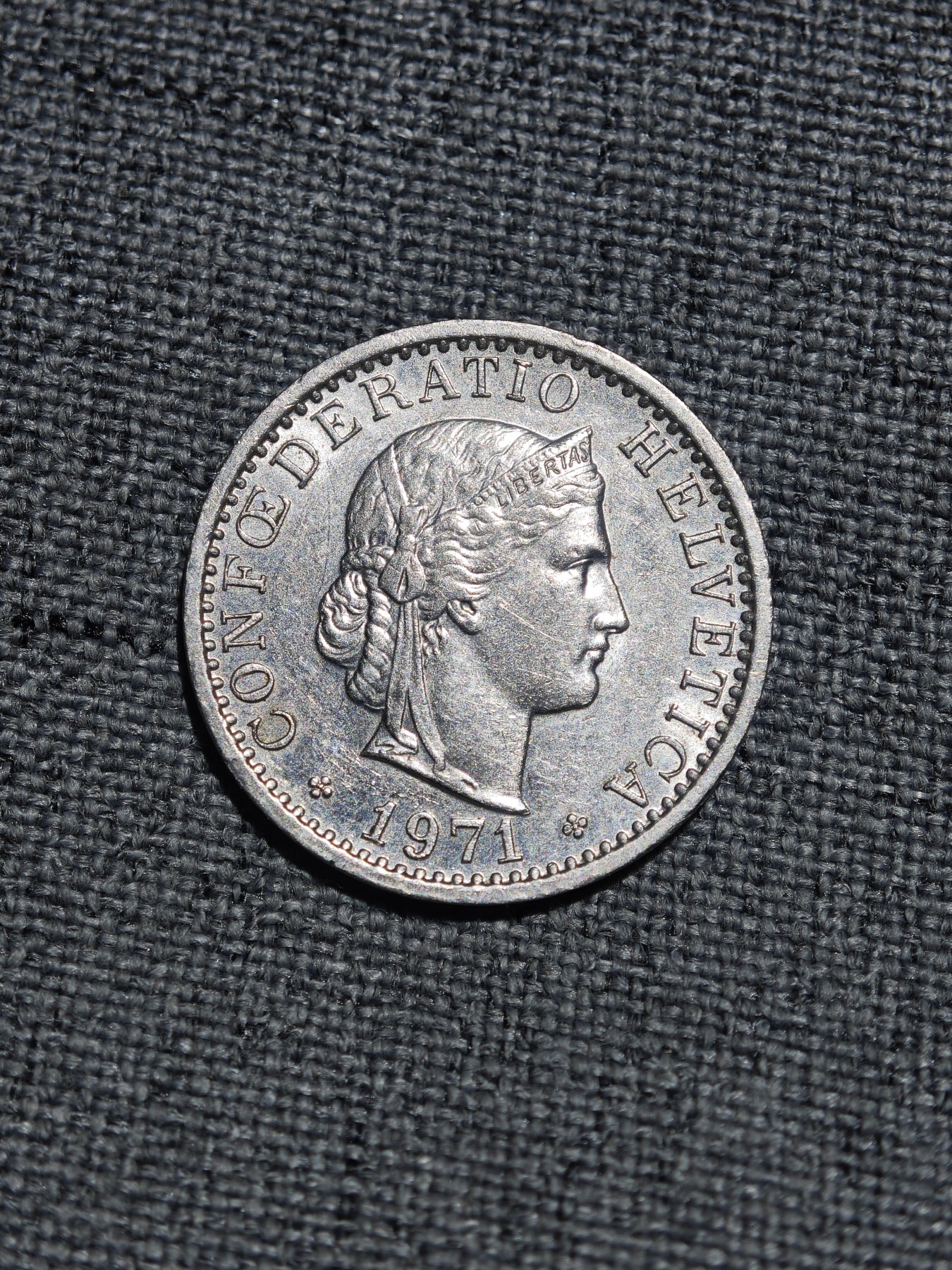 外国硬币收藏第5期 瑞士1971年女神20分