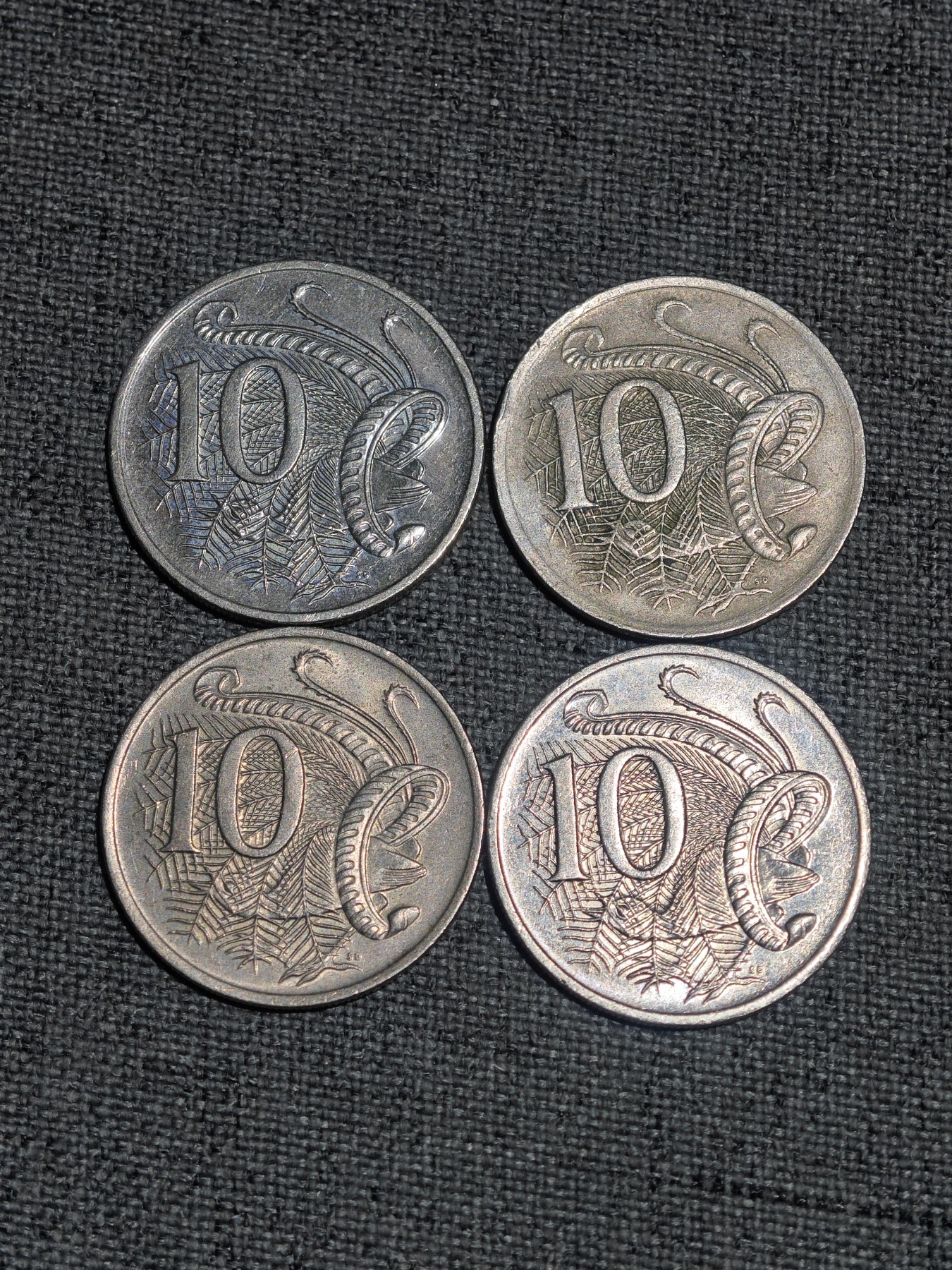 外国硬币收藏第5期 澳大利亚女王年轻、年老版10分4枚