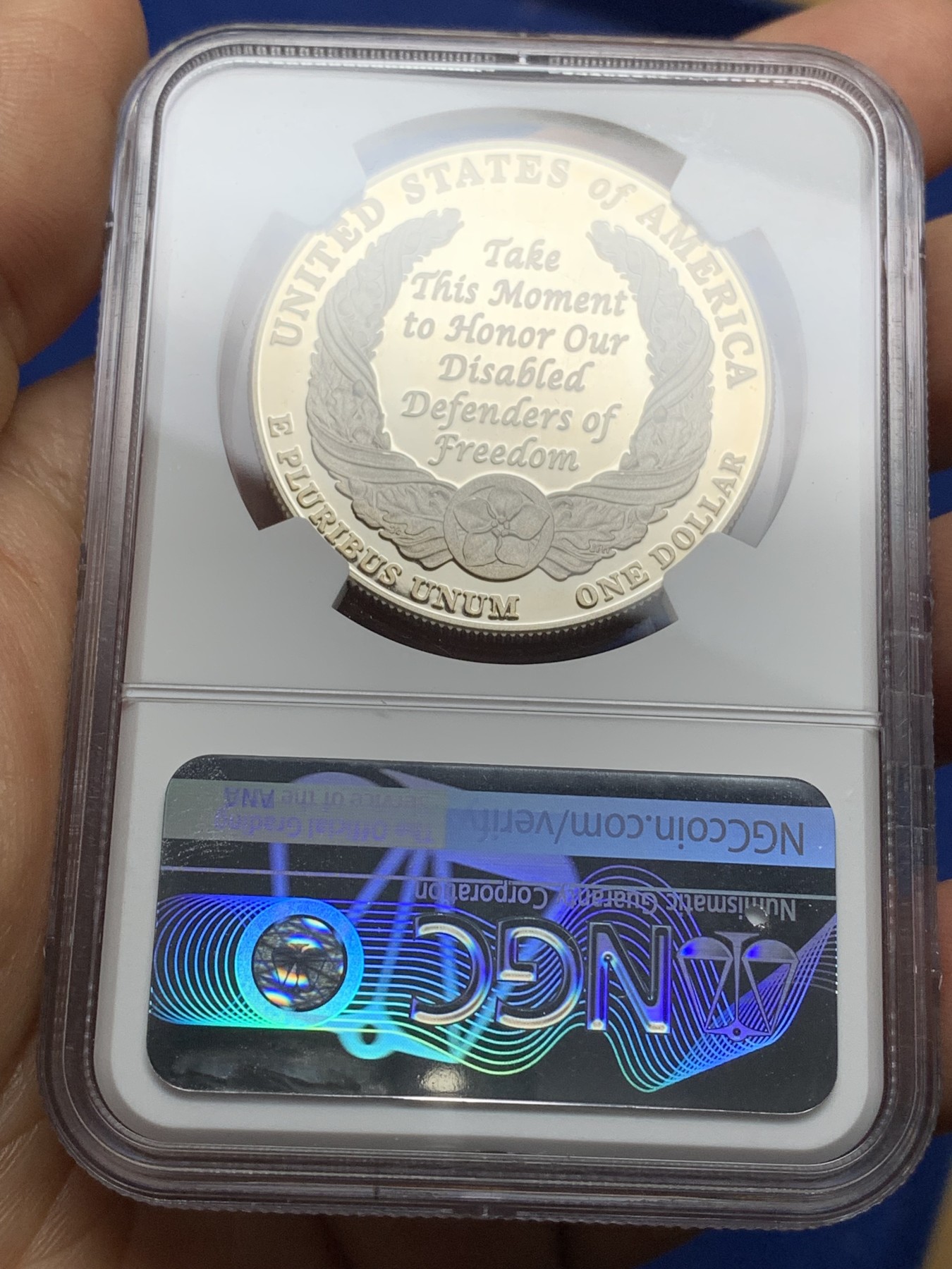 《竞宝斋》第224场-周日，周一，周二 3场 (全场包邮) NGC PF69UC 美国2010年残疾军人1美元大银币