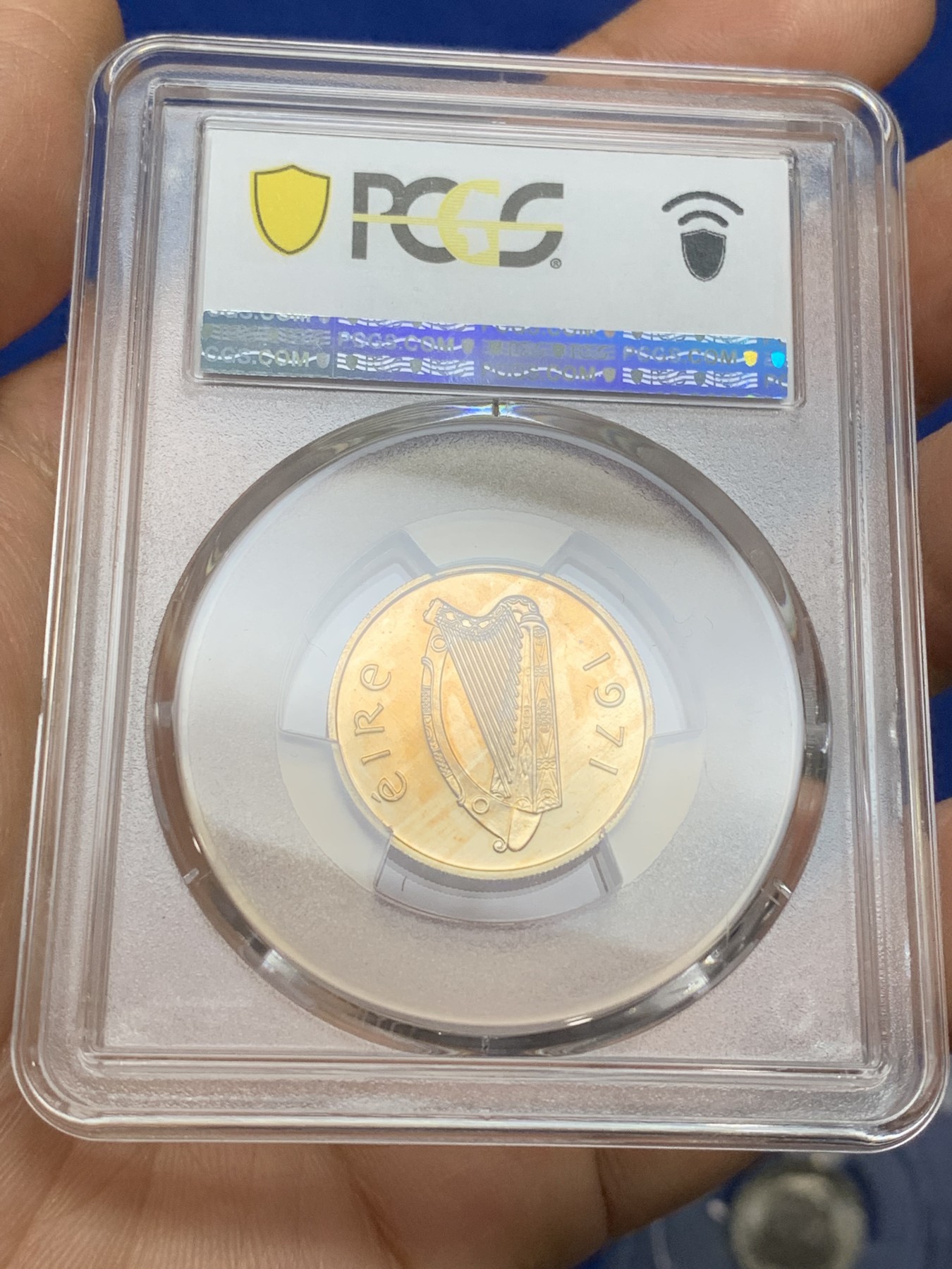 《竞宝斋》第224场-周日，周一，周二 3场 (全场包邮) PCGS金盾 PR66 爱尔兰1971年爱尔兰牛5便士精制镍币