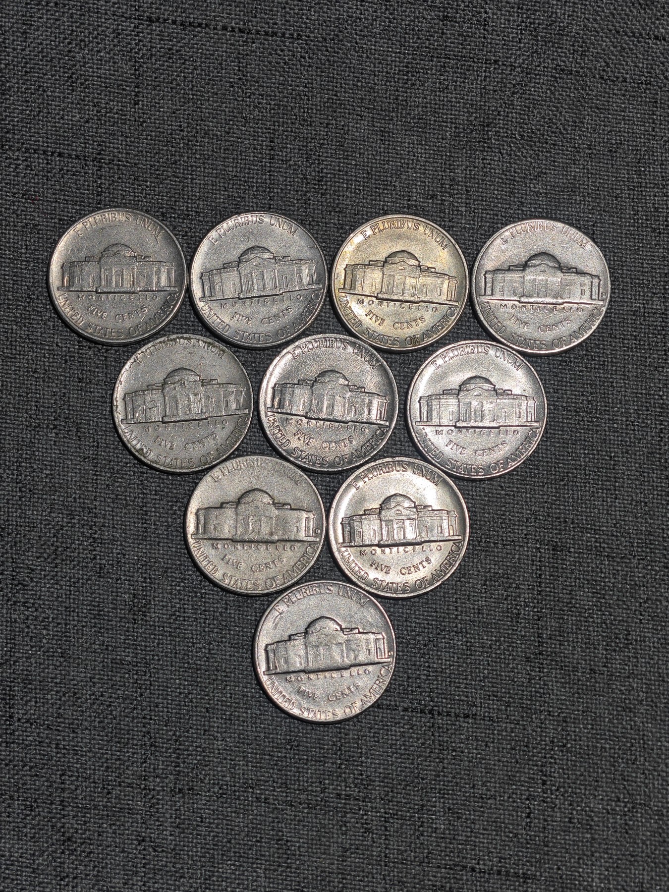 外国硬币收藏第5期 美国杰弗逊白宫5美分10枚