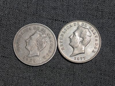 外国硬币收藏第5期 - 萨尔瓦多70年代两种版本10分2枚