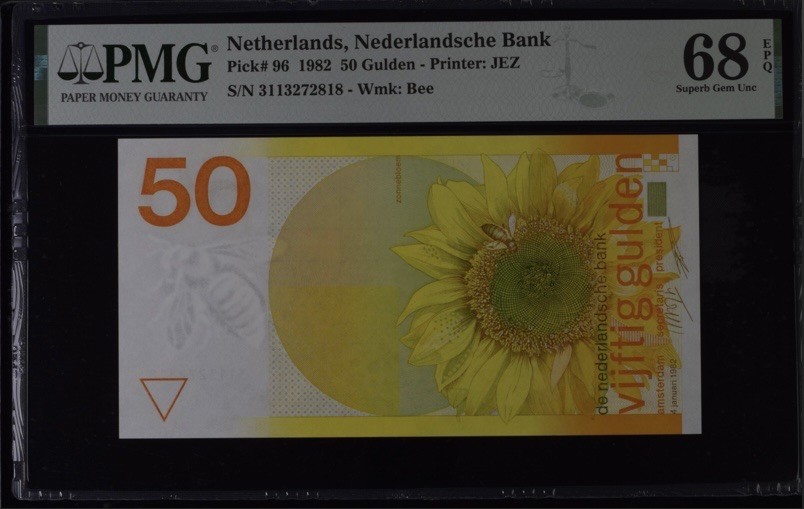 收藏联盟Quantum Auction 第312期拍卖  荷兰1982年50盾 PMG68 全程无4 向日葵818尾