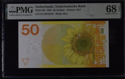 收藏联盟Quantum Auction 第312期拍卖  - 荷兰1982年50盾 PMG68 全程无4 向日葵818尾
