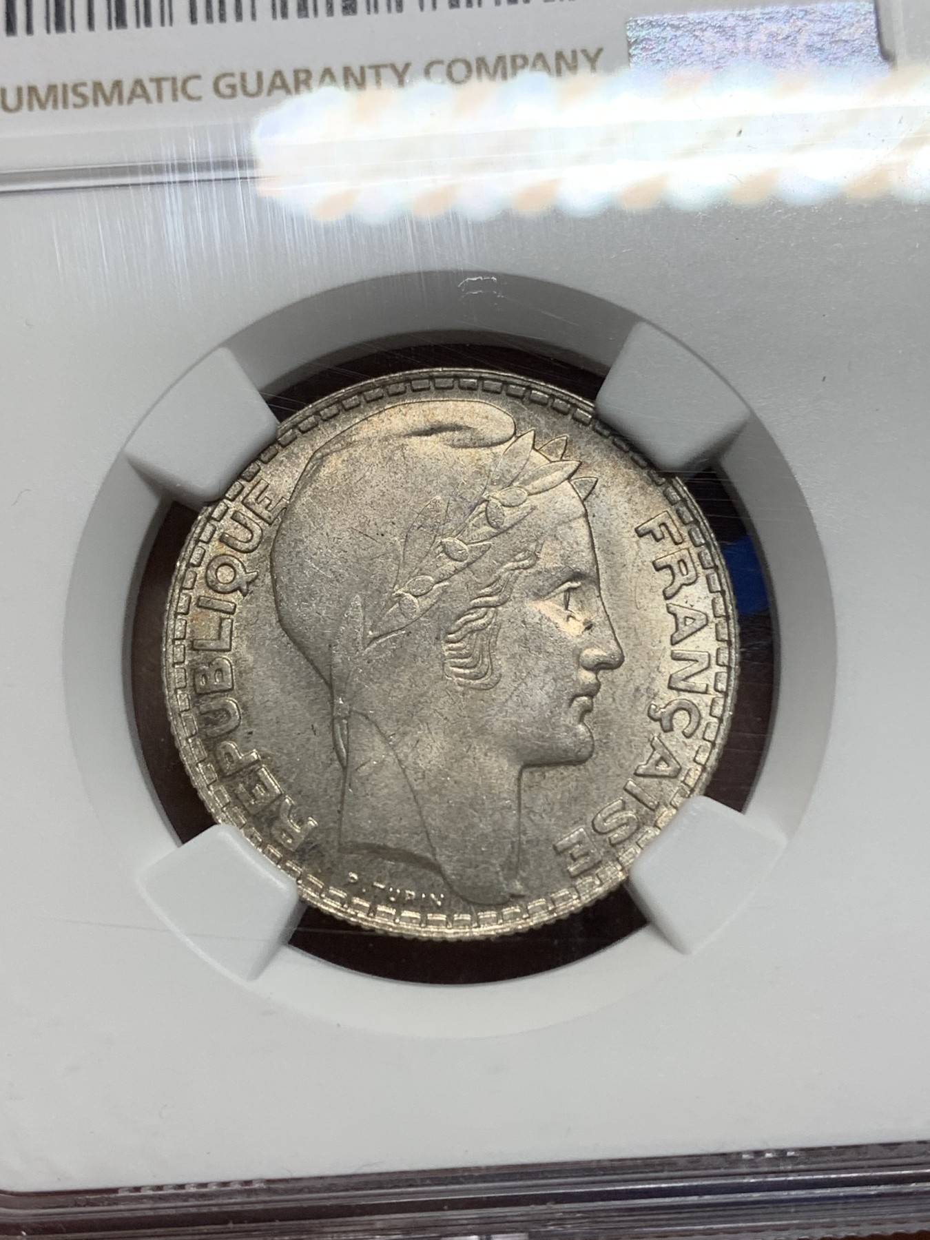 《竞宝斋》第224场-周日，周一，周二 3场 (全场包邮) NGC MS64 法国1931年谷物女神10法郎银币