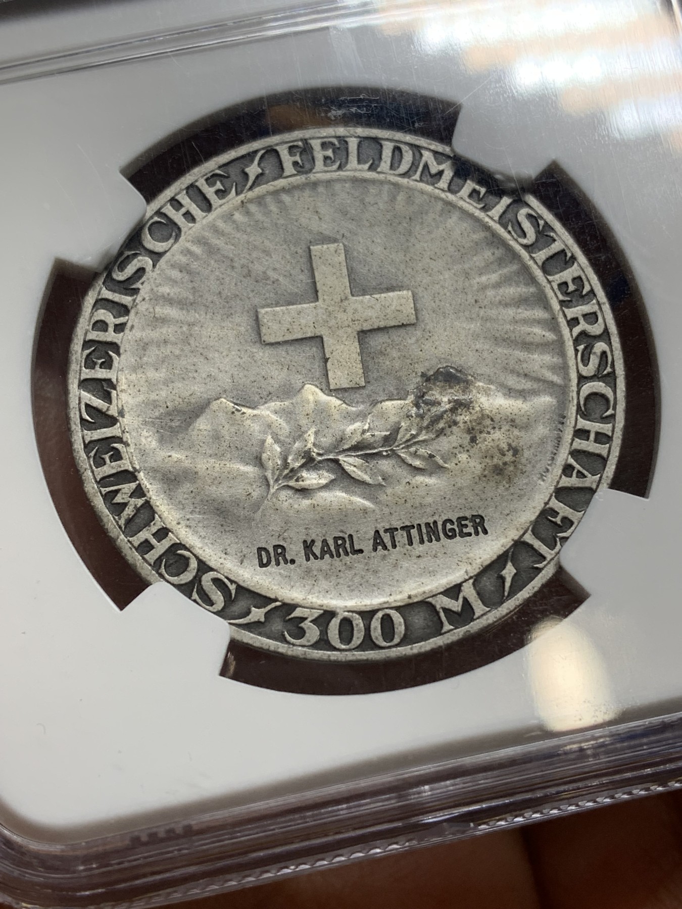 《竞宝斋》第224场-周日，周一，周二 3场 (全场包邮) NGC-MS62 瑞士 1920-30年 射击节女神银章 NGC老盒