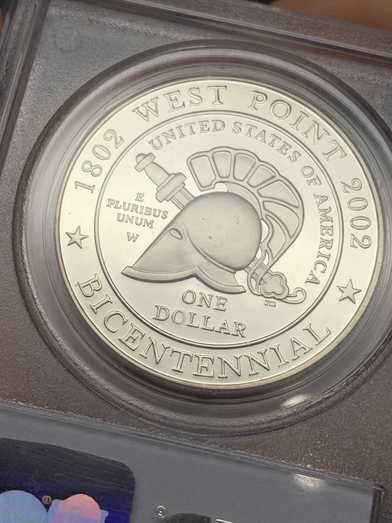 《竞宝斋》第224场-周日，周一，周二 3场 (全场包邮) PCGS-PR69DCAM 美国2002年西点军校建立200周年纪念精制银币，克劳斯获奖币