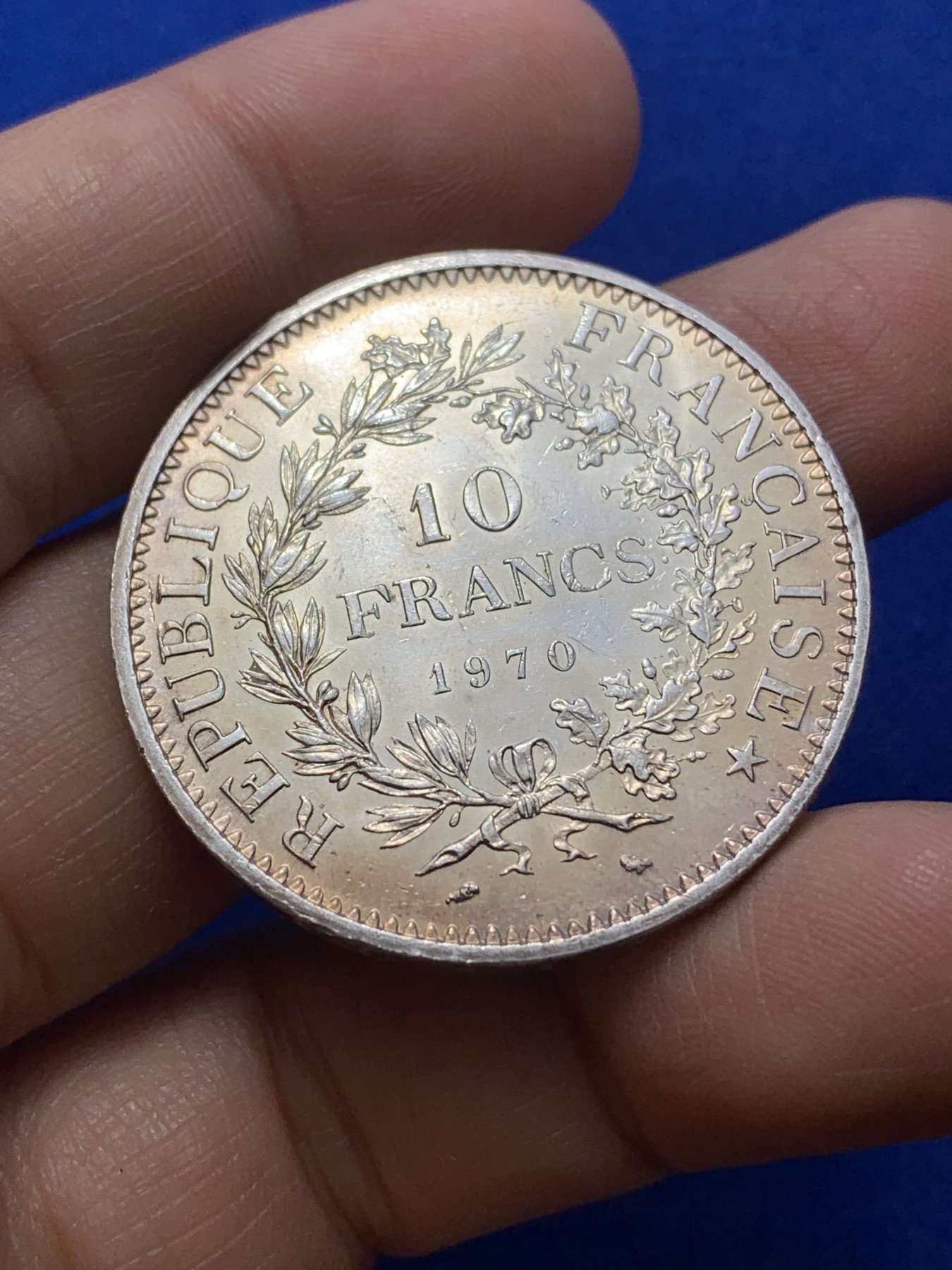 《竞宝斋》第224场-周日，周一，周二 3场 (全场包邮) 法国 1970年 大力神 10法郎银币