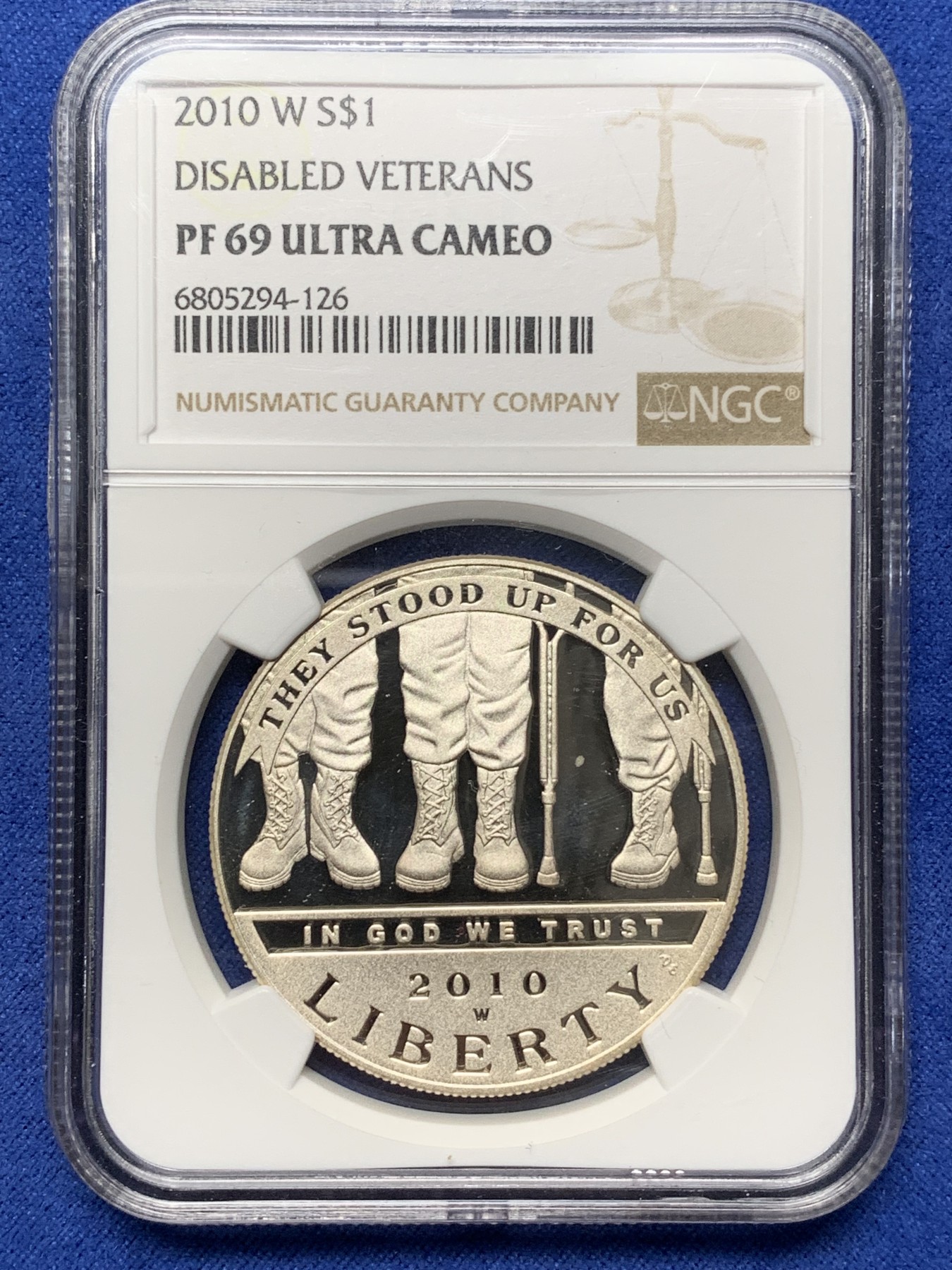 《竞宝斋》第224场-周日，周一，周二 3场 (全场包邮) NGC PF69UC 美国2010年残疾军人1美元大银币