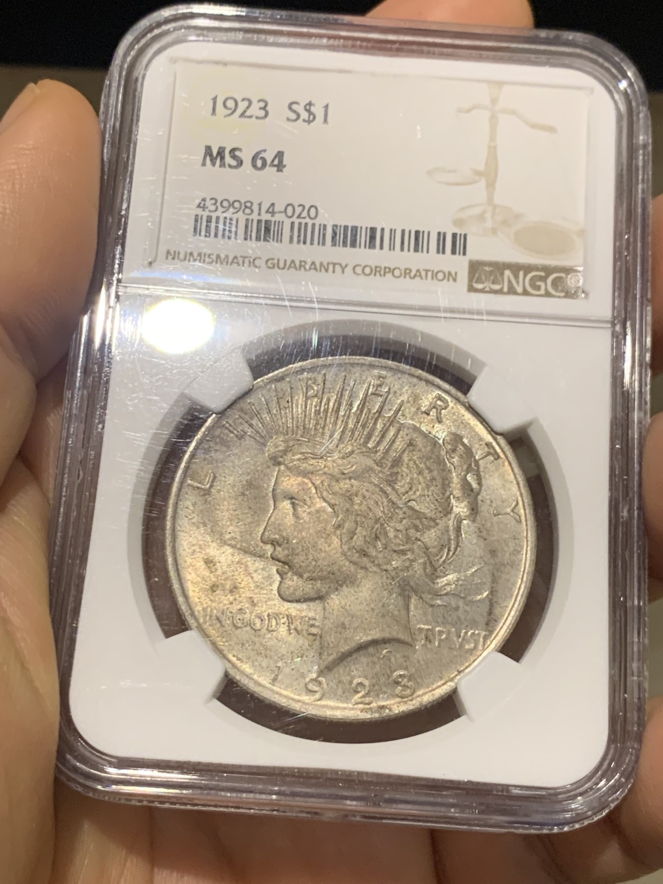 《竞宝斋》第224场-周日，周一，周二 3场 (全场包邮) NGC MS64 美国1923年和平银币