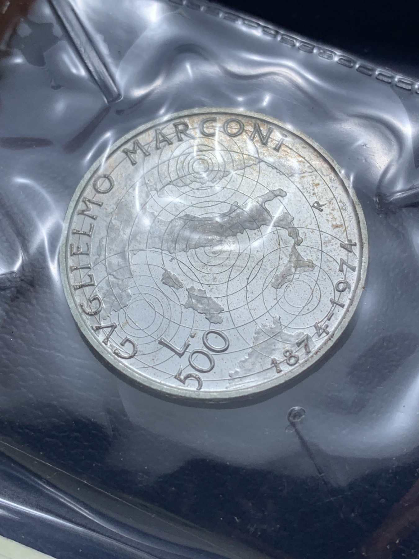 《竞宝斋》第224场-周日，周一，周二 3场 (全场包邮) 意大利 1974年 地图 500里拉银币