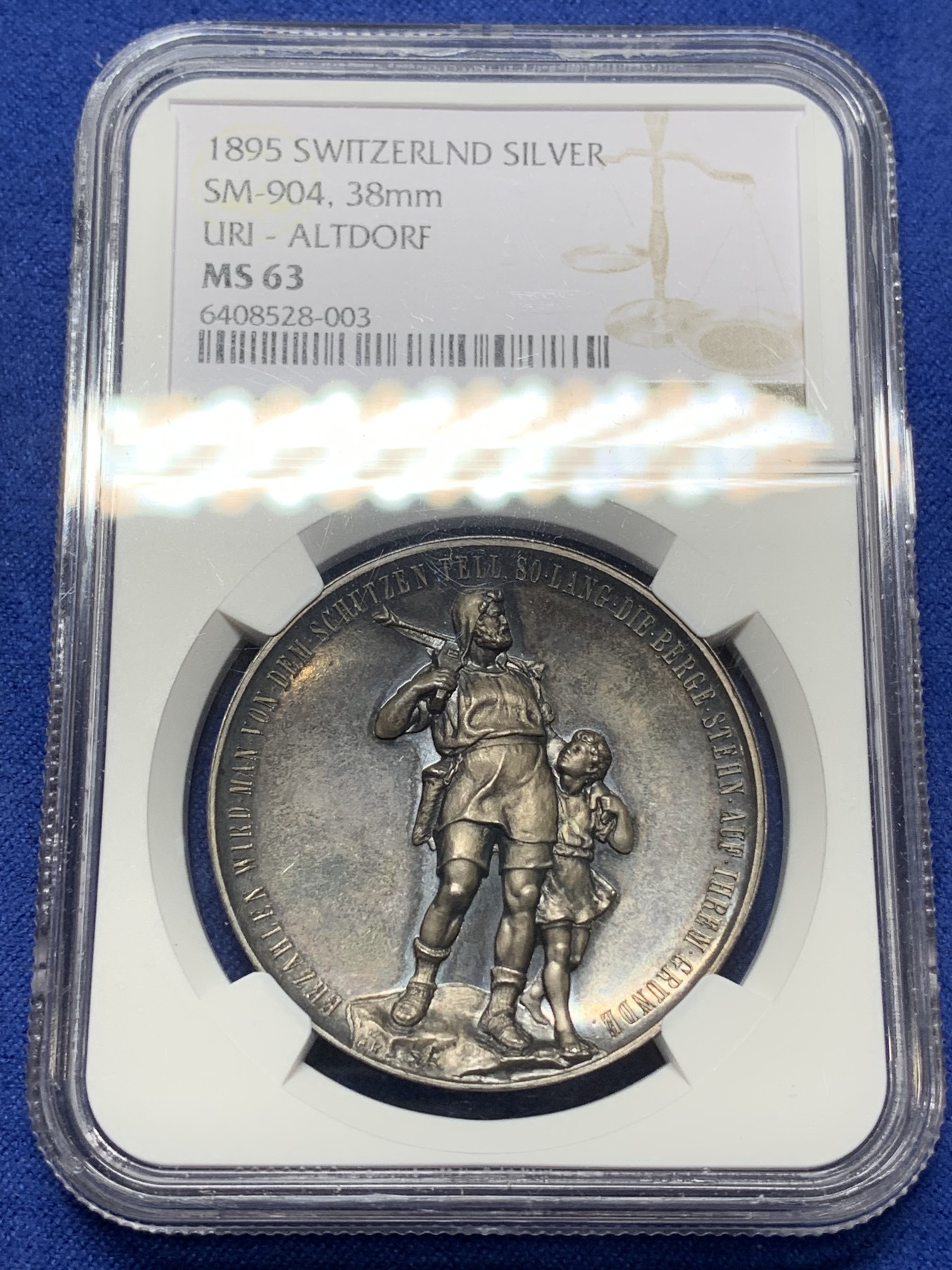 《竞宝斋》第224场-周日，周一，周二 3场 (全场包邮) NGC MS63 瑞士1895阿尔多夫父与子银章