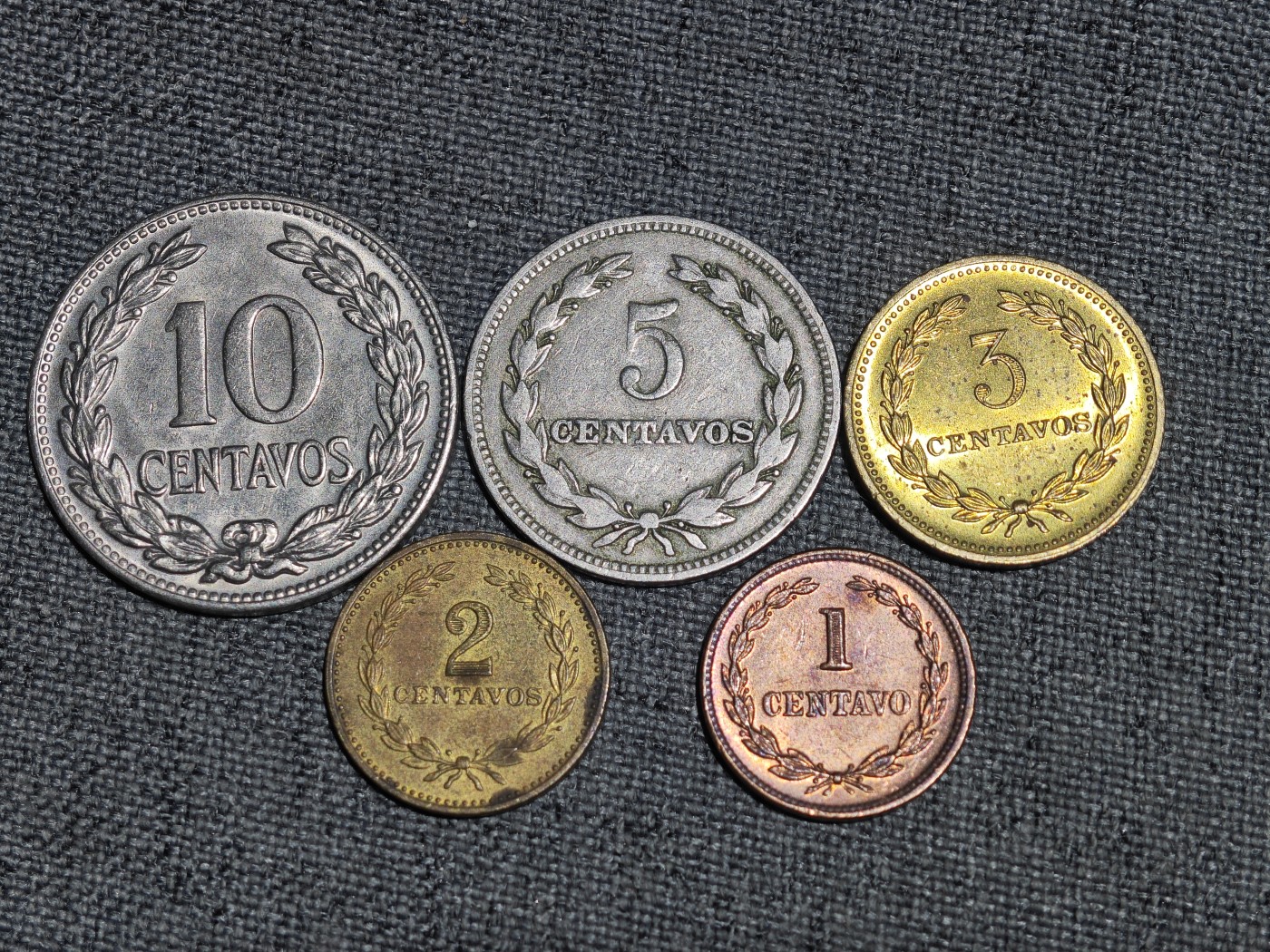 外国硬币收藏第5期 萨尔瓦多10、5、3、2、1分5枚
