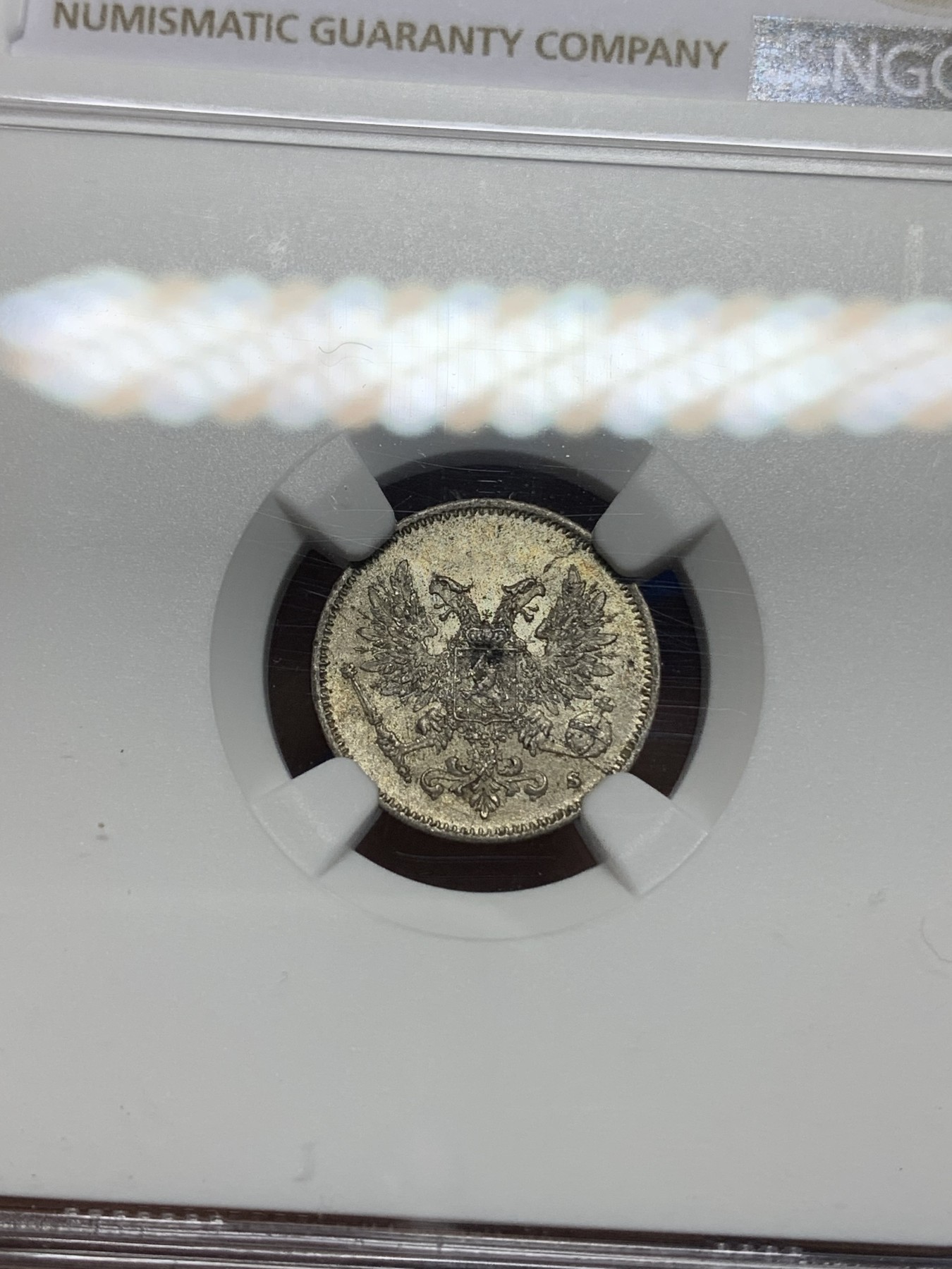 《竞宝斋》第224场-周日，周一，周二 3场 (全场包邮) NGC MS64 俄占芬兰1917年25芬尼银币