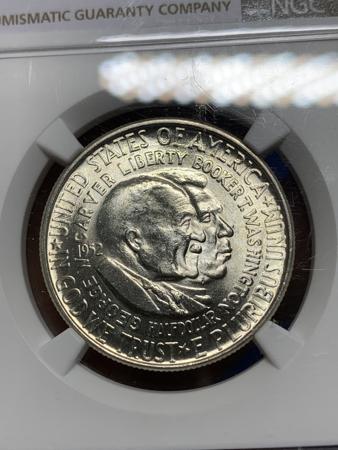 《竞宝斋》第224场-周日，周一，周二 3场 (全场包邮) NGC MS63 1952年美国卡佛华盛顿半美元银币