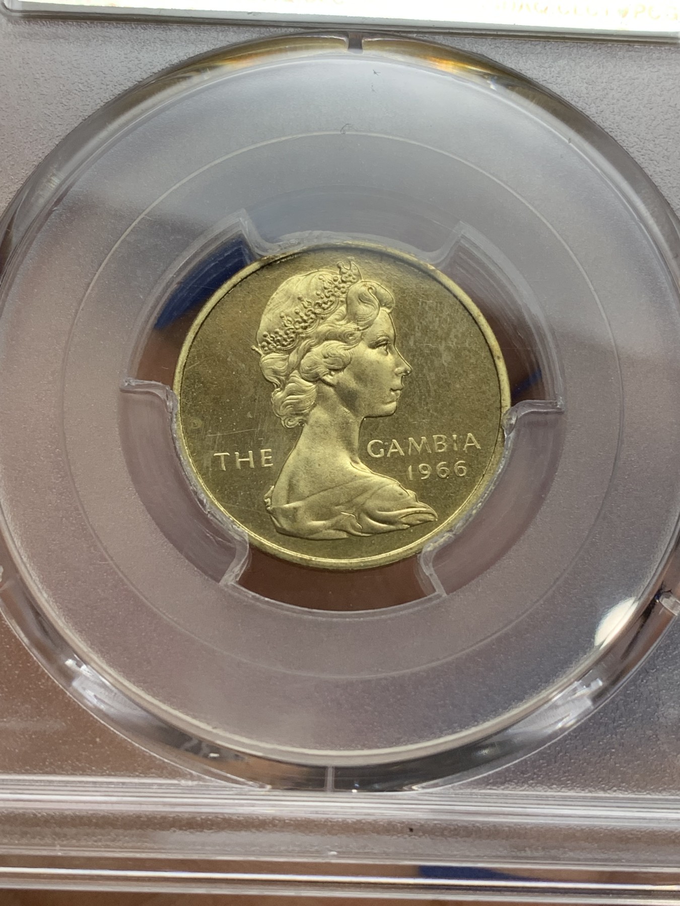 《竞宝斋》第224场-周日，周一，周二 3场 (全场包邮) PCGS金盾 PR65DCAM 冈比亚1966年3便士精制铜币