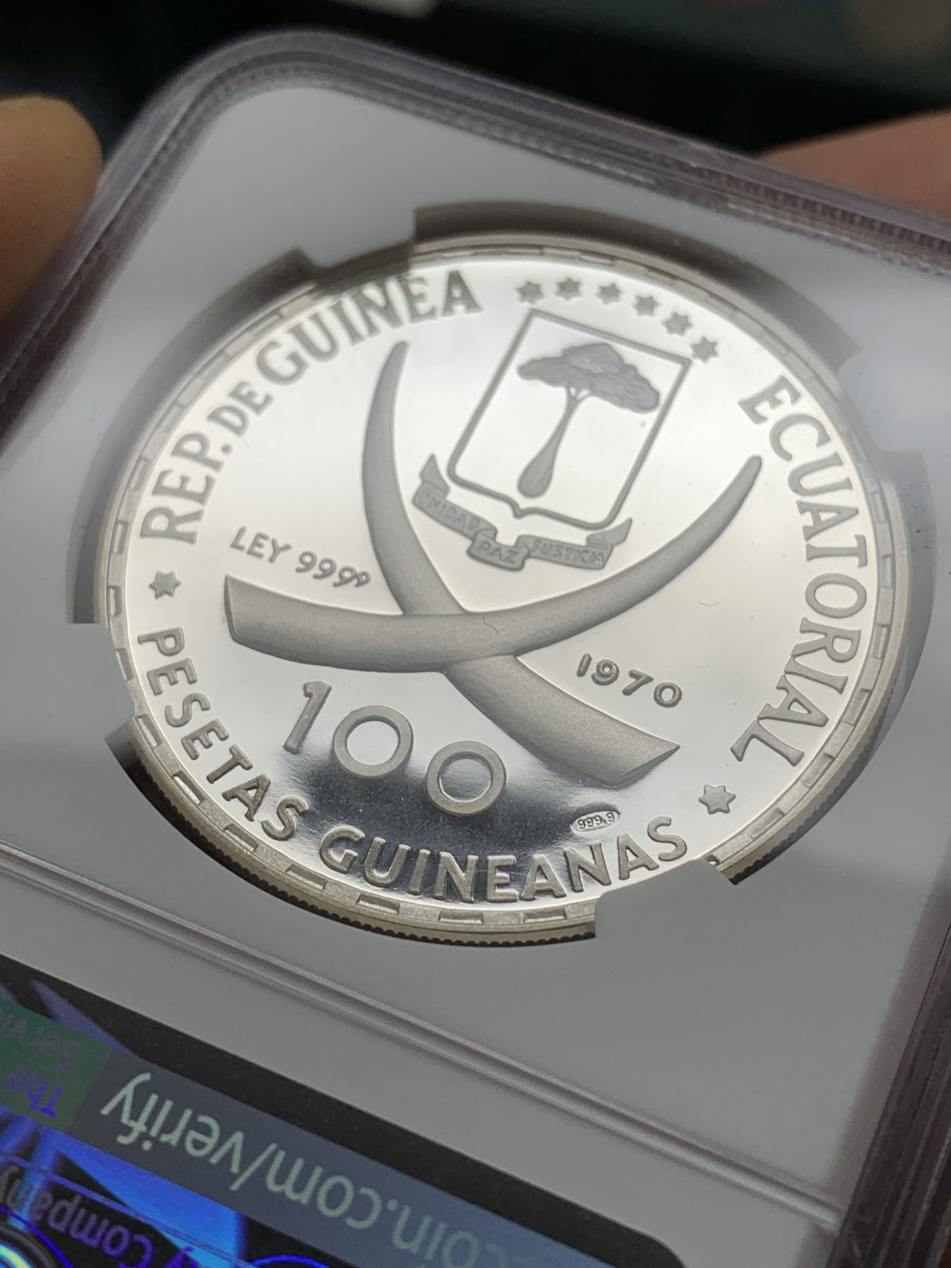 《竞宝斋》第224场-周日，周一，周二 3场 (全场包邮) NGC-PR67UC 赤道几内亚 1970年 戈雅名画 100P精制大银币 漂亮设计