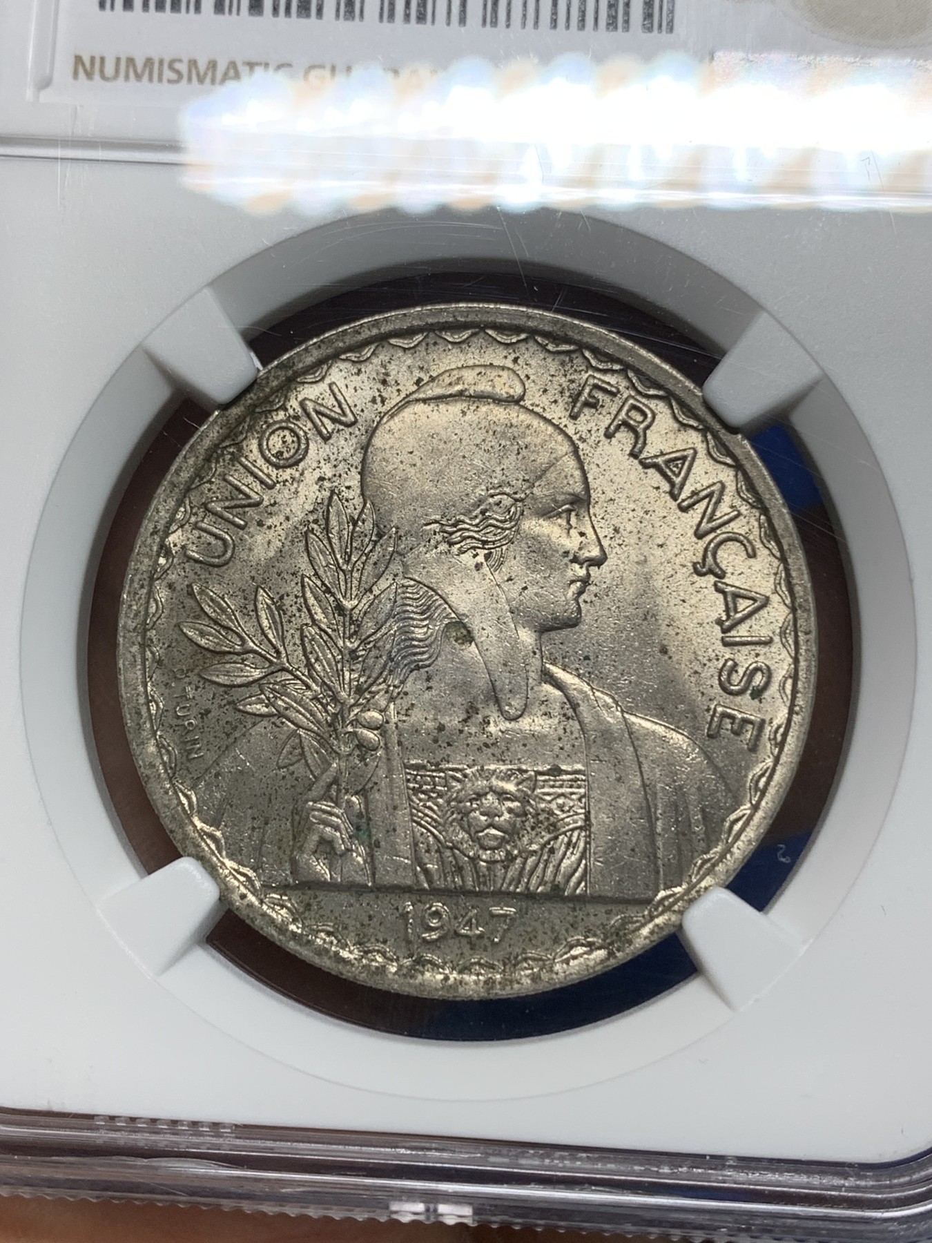 《竞宝斋》第224场-周日，周一，周二 3场 (全场包邮) NGC UNCD 1947年法属印支1皮亚斯镍币