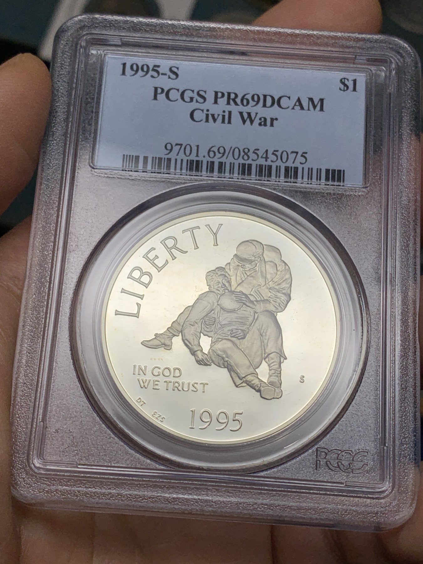 《竞宝斋》第224场-周日，周一，周二 3场 (全场包邮) PCGS-PR69DCAM 美国1995年南北战争（内战）纪念精制银币