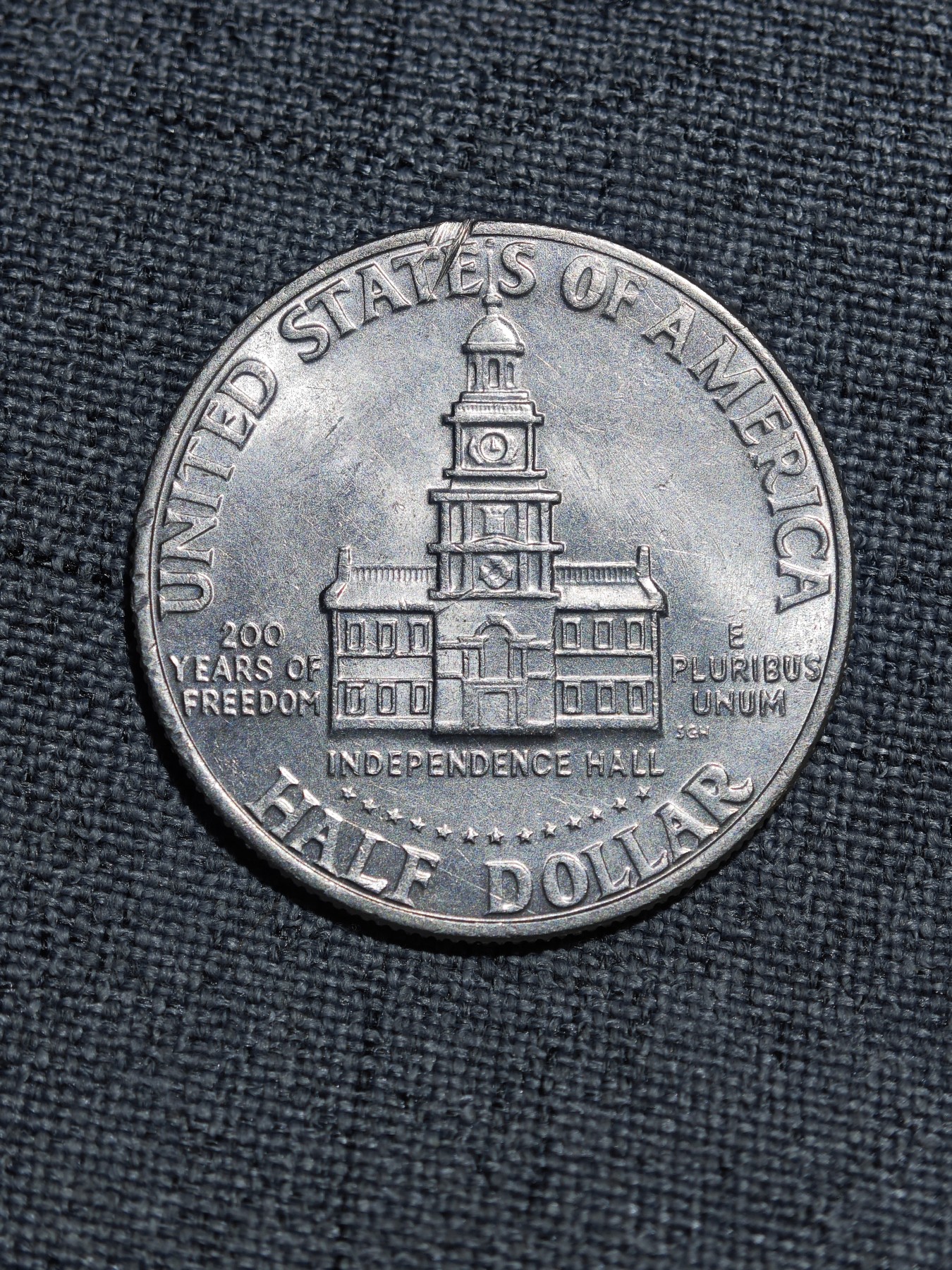 外国硬币收藏第5期 美国肯尼迪50美分教堂纪念币，背面顶部有磕碰