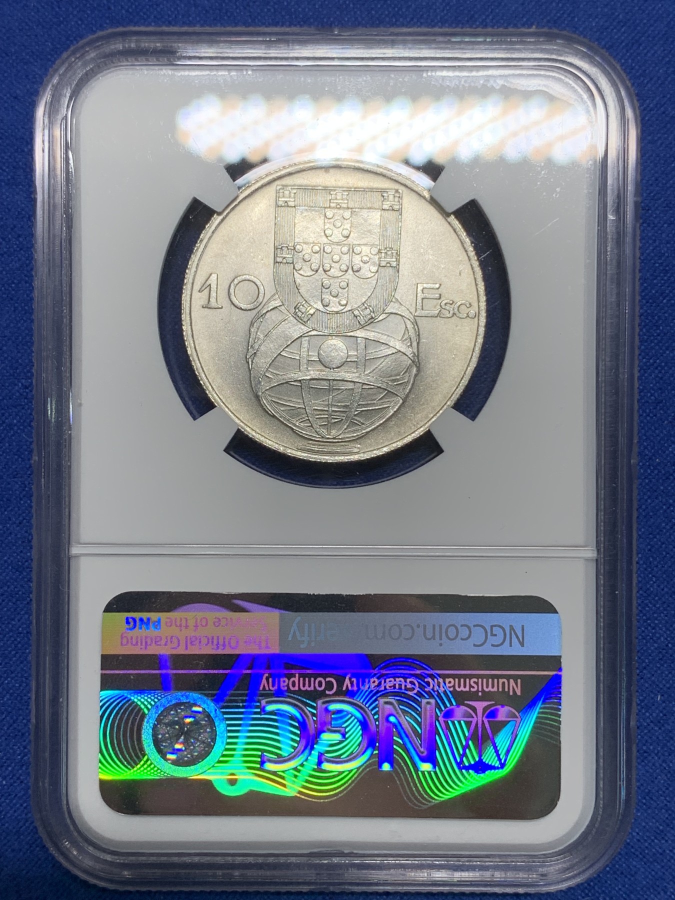 《竞宝斋》第224场-周日，周一，周二 3场 (全场包邮) NGC MS65 葡萄牙1955年大帆船10埃斯库多银币