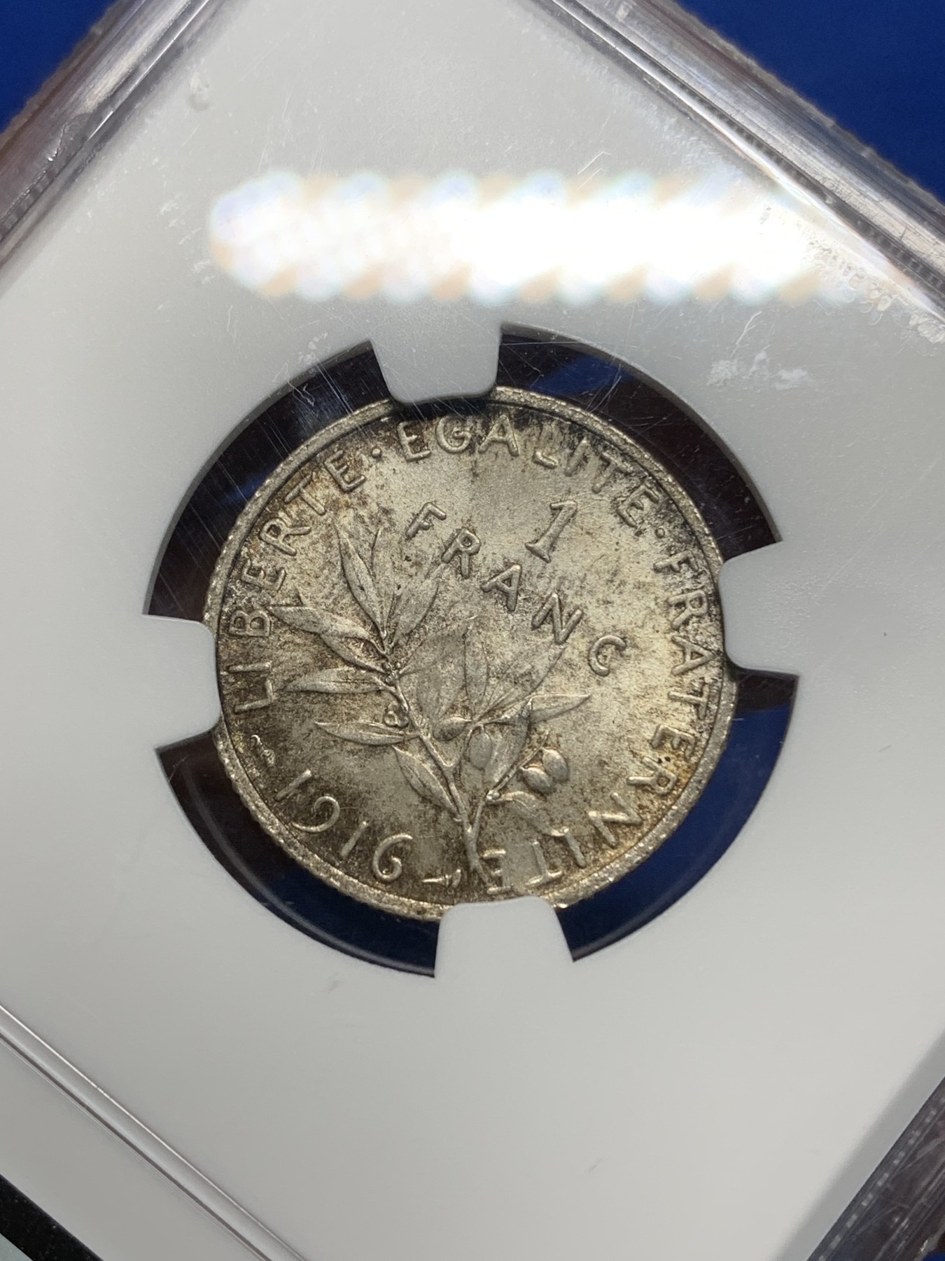 《竞宝斋》第224场-周日，周一，周二 3场 (全场包邮) NGC MS65 法国1916年播种女神1法郎银币 高分不易 值得收藏