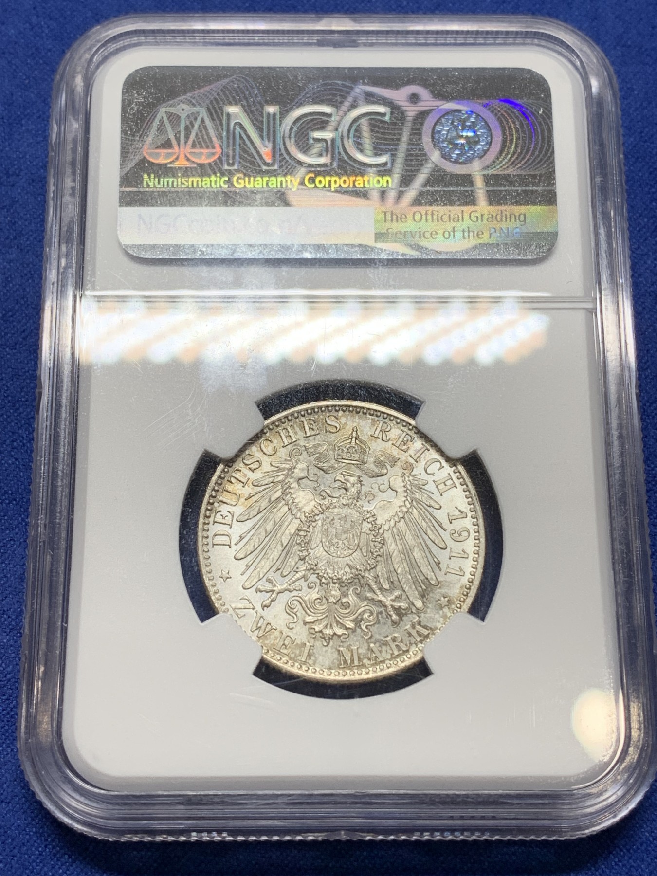 《竞宝斋》第224场-周日，周一，周二 3场 (全场包邮) NGC MS65 德国1911年巴伐利亚柳特波德90大寿2马克银币