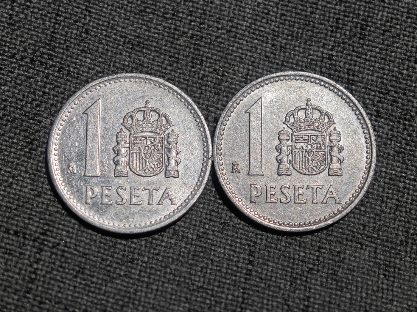 外国硬币收藏第5期 西班牙老版1比塞塔铝币2枚